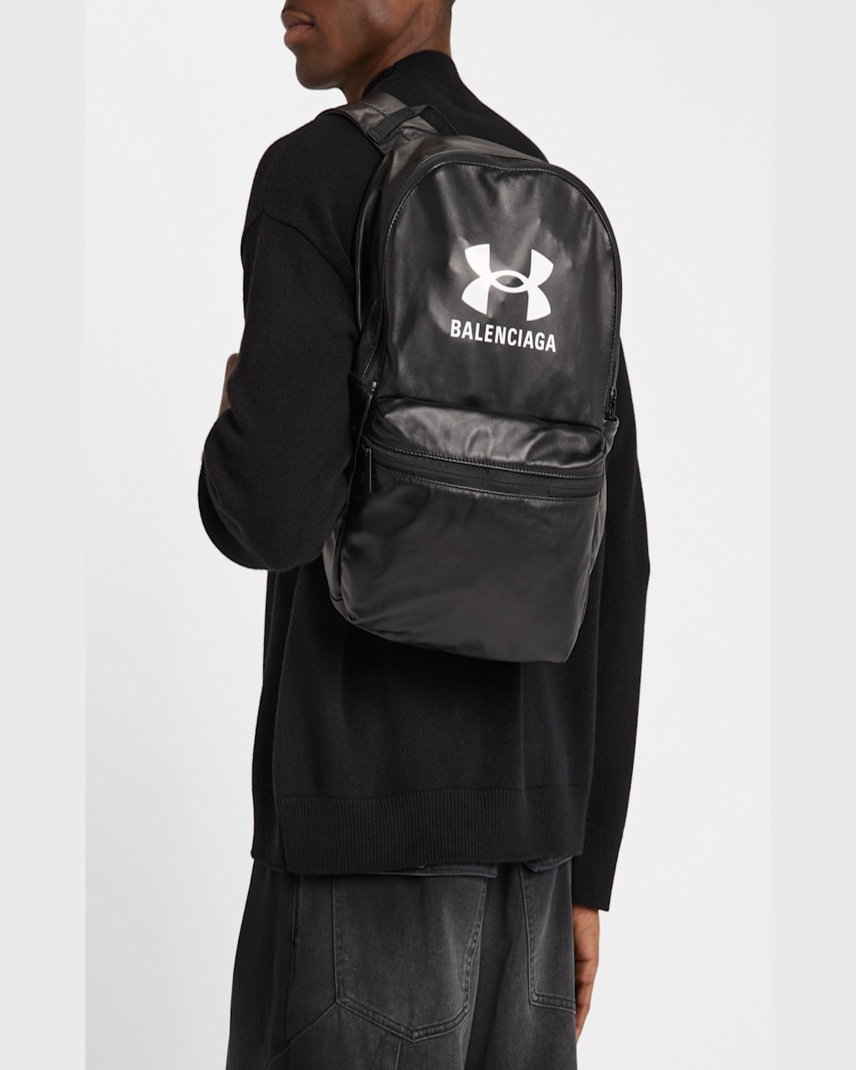 Shop Balenciaga X Under Armour Men's Lambskin Backpack In 1000 Black