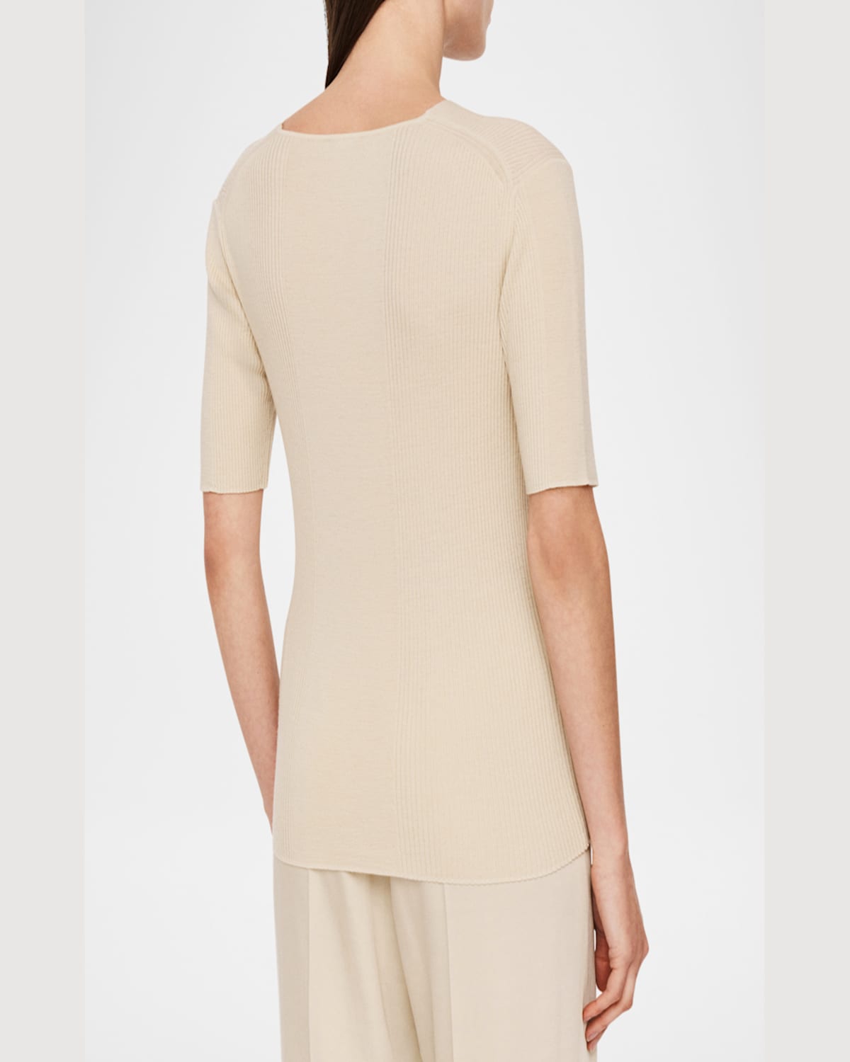 Joseph Womens Quail V-neck Ribbed Wool Top In Quail