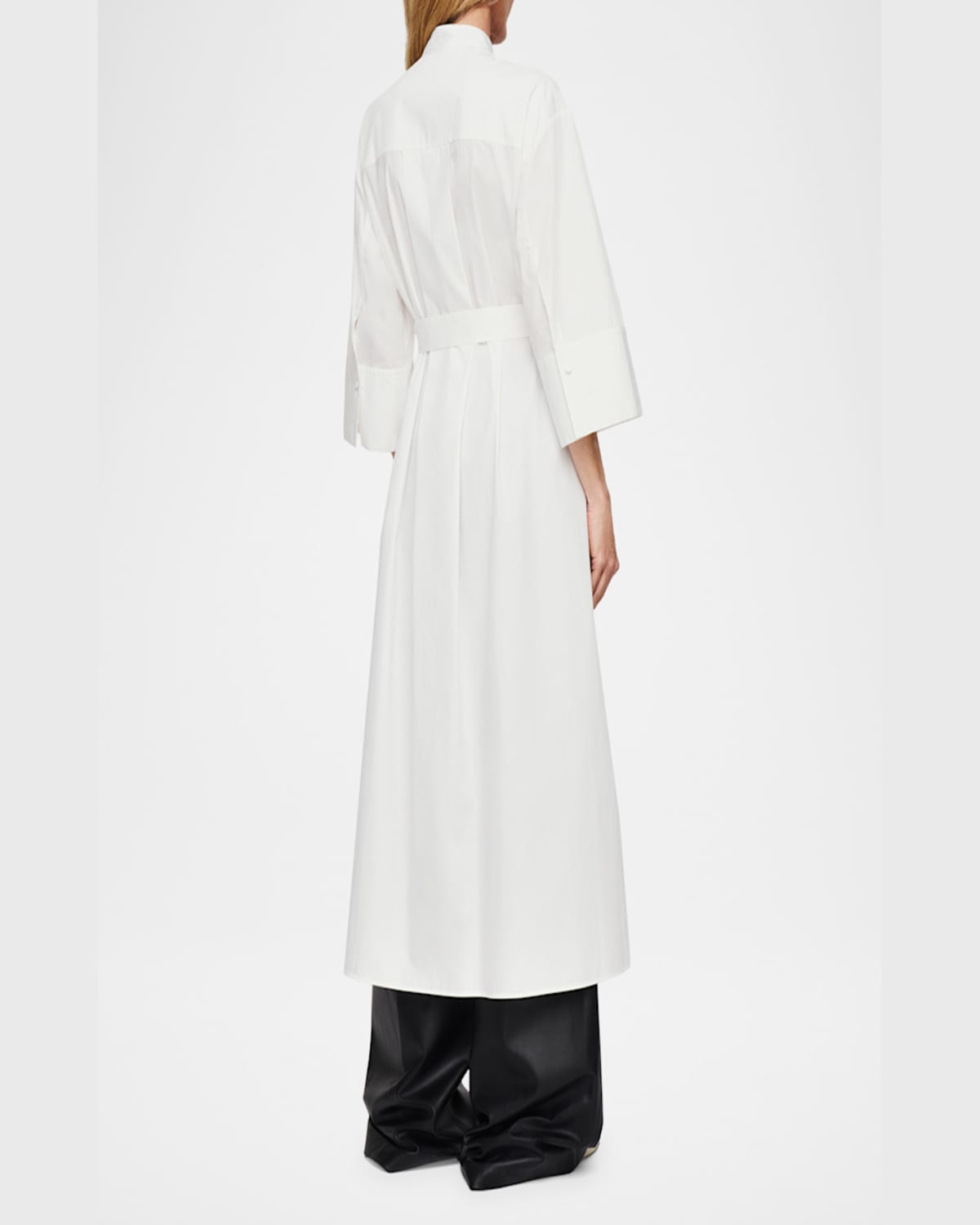 Shop Joseph Mederic Striped Cotton Poplin Midi Shirtdress In Bw Quail
