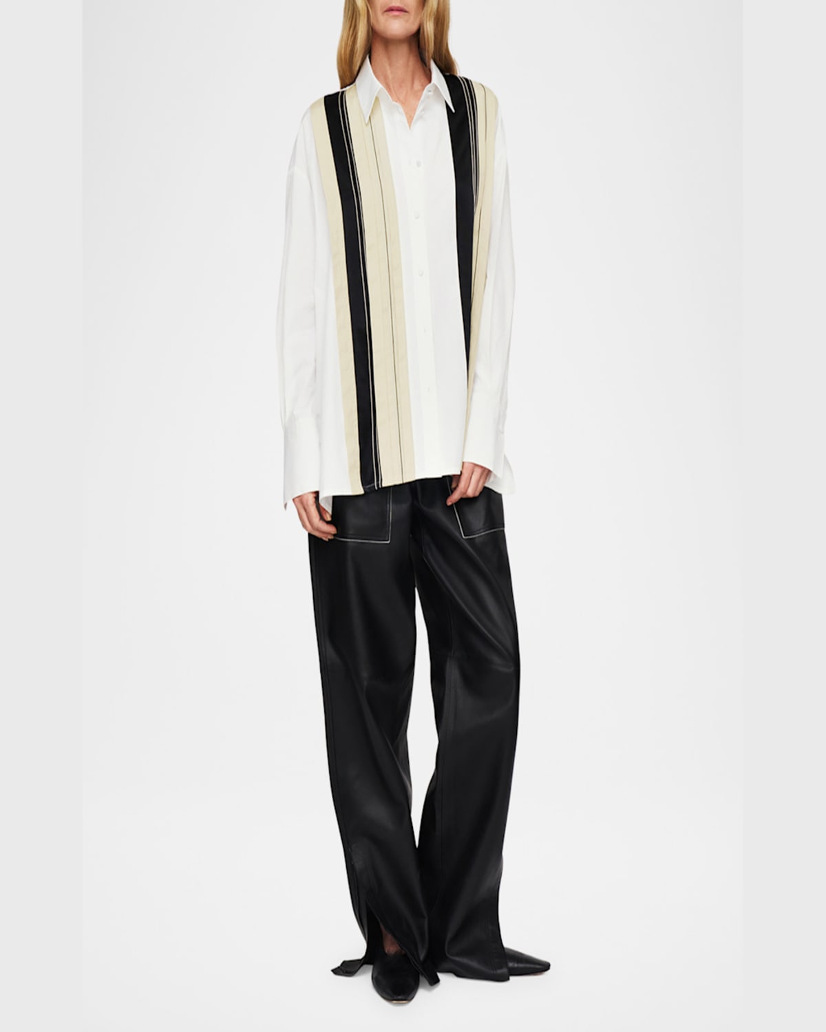 Joseph Bacar Striped Cotton Poplin Blouse In Bw Quail