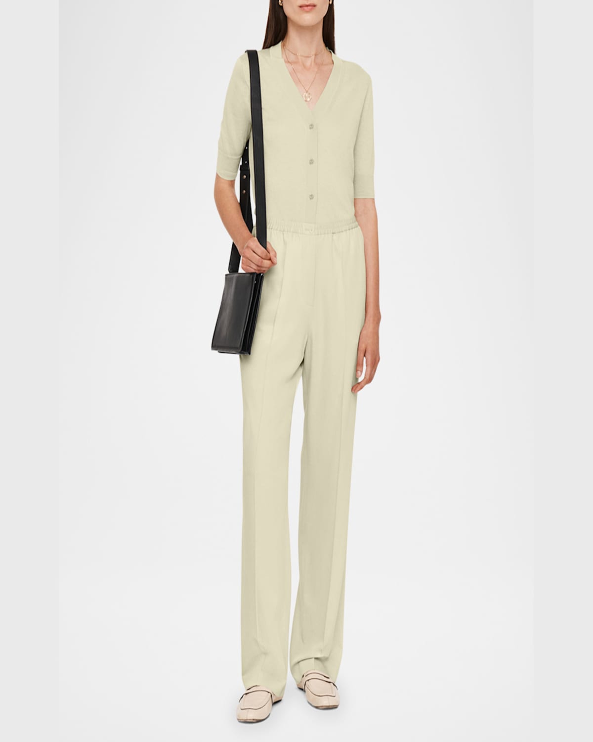 Joseph Tahiti Straight-leg Soft Viscose Trousers In Quail