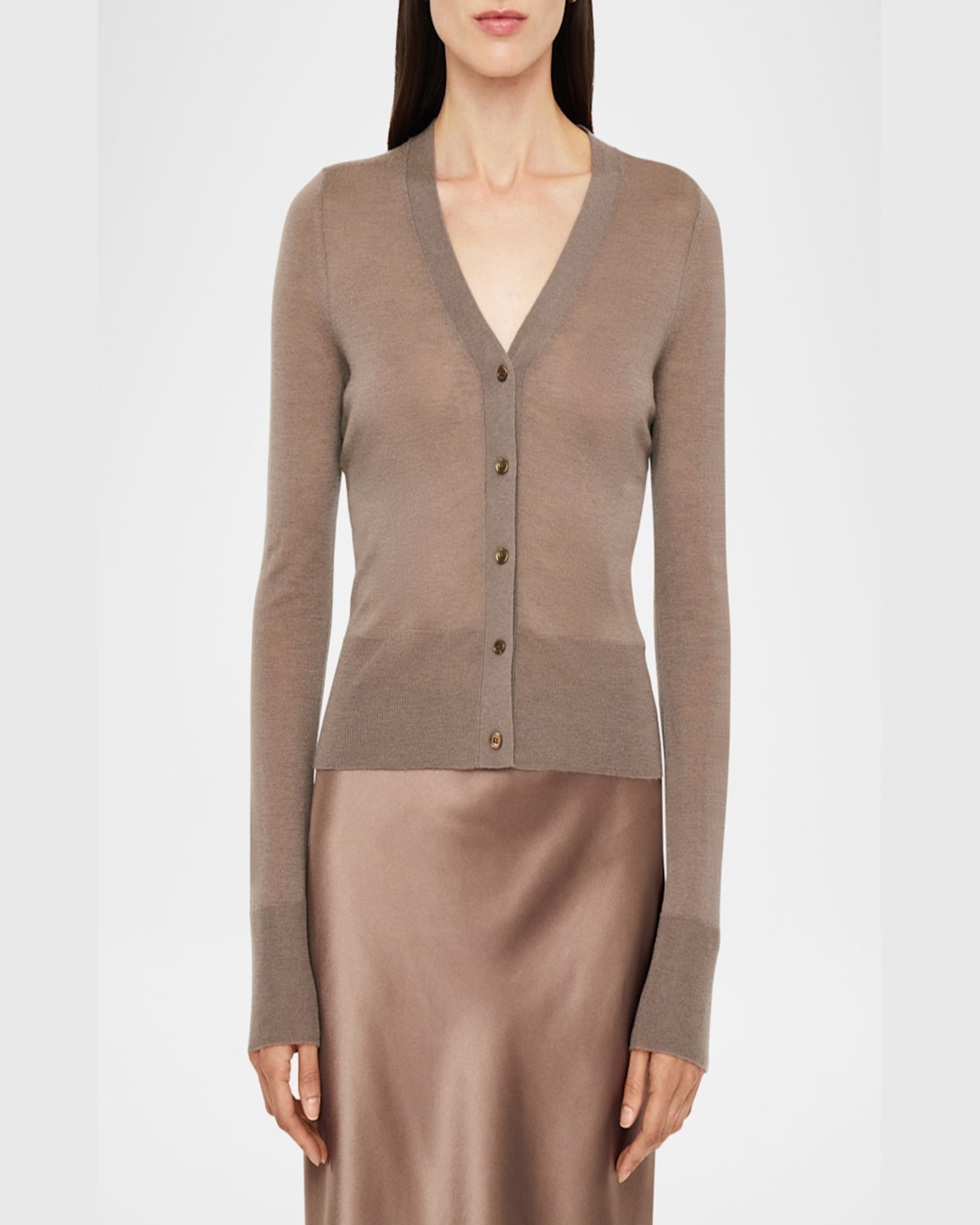 Joseph Cashair Semi-sheer Cashmere Cardigan In Escargot