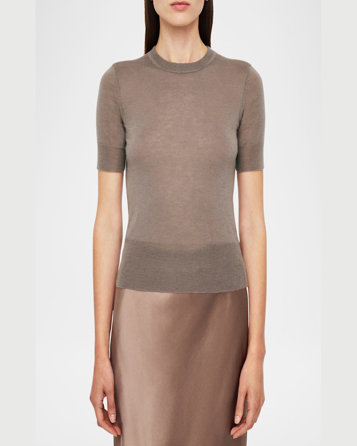Joseph Womens Escargot Cashair Short-sleeved Cashmere Top In Escargot