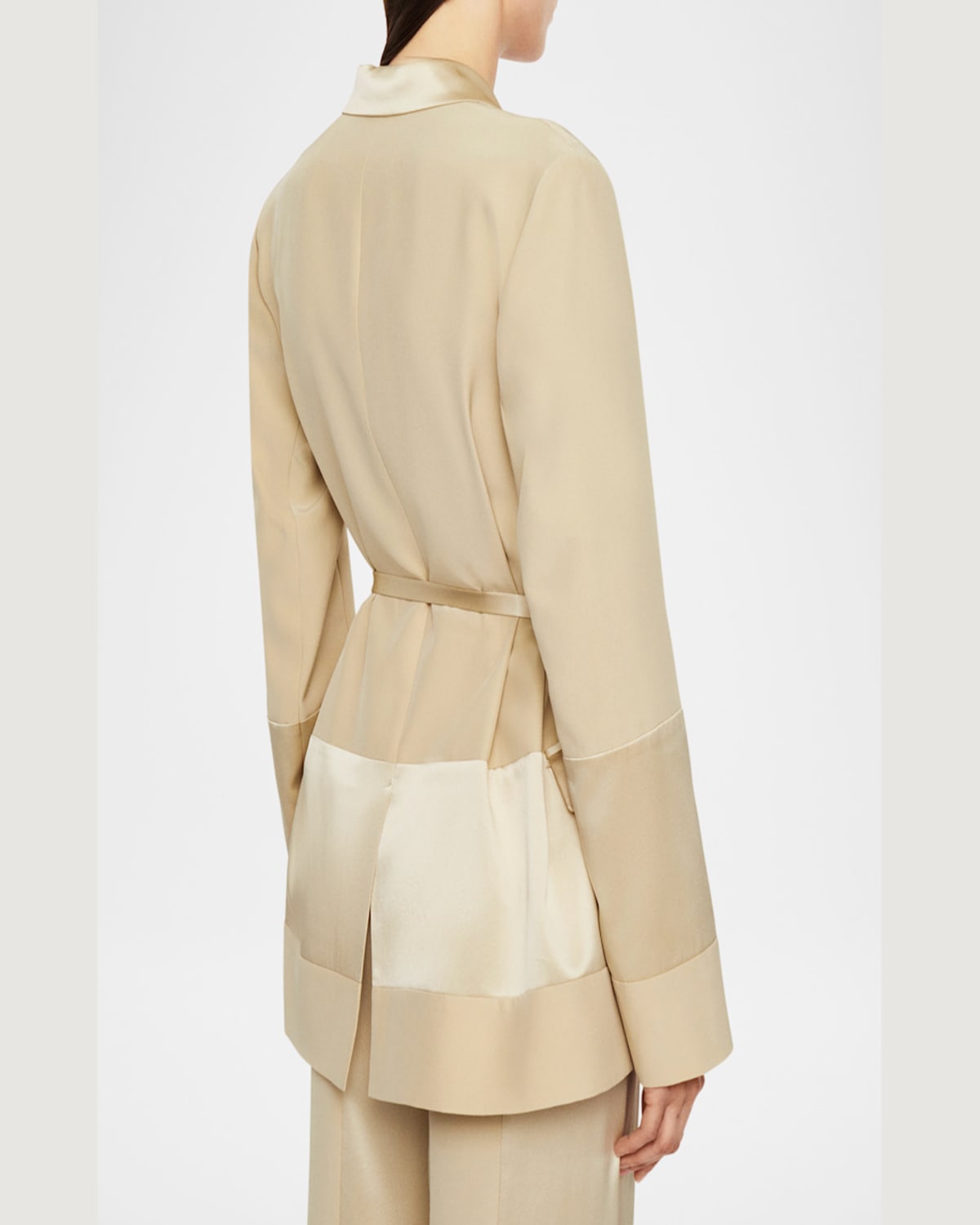Joseph Amelia Paneled Silk Satin Jacket In Quail