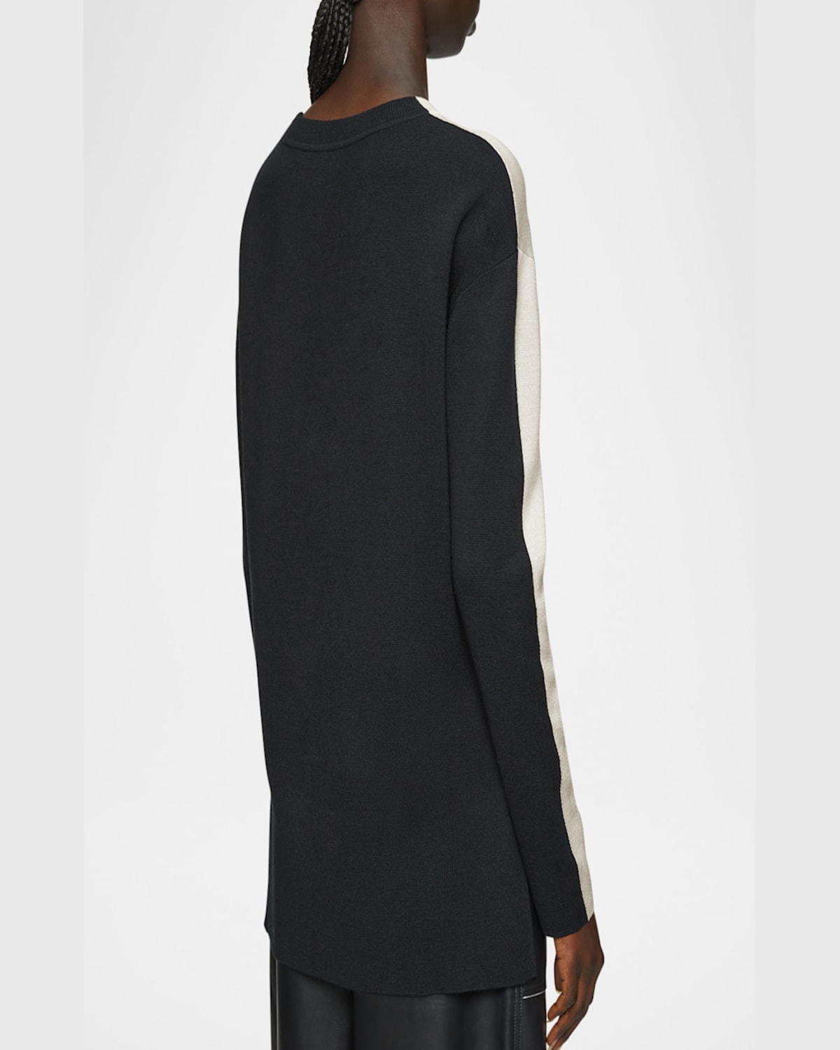 Joseph Bi-color Crewneck Sweater In Quailblack