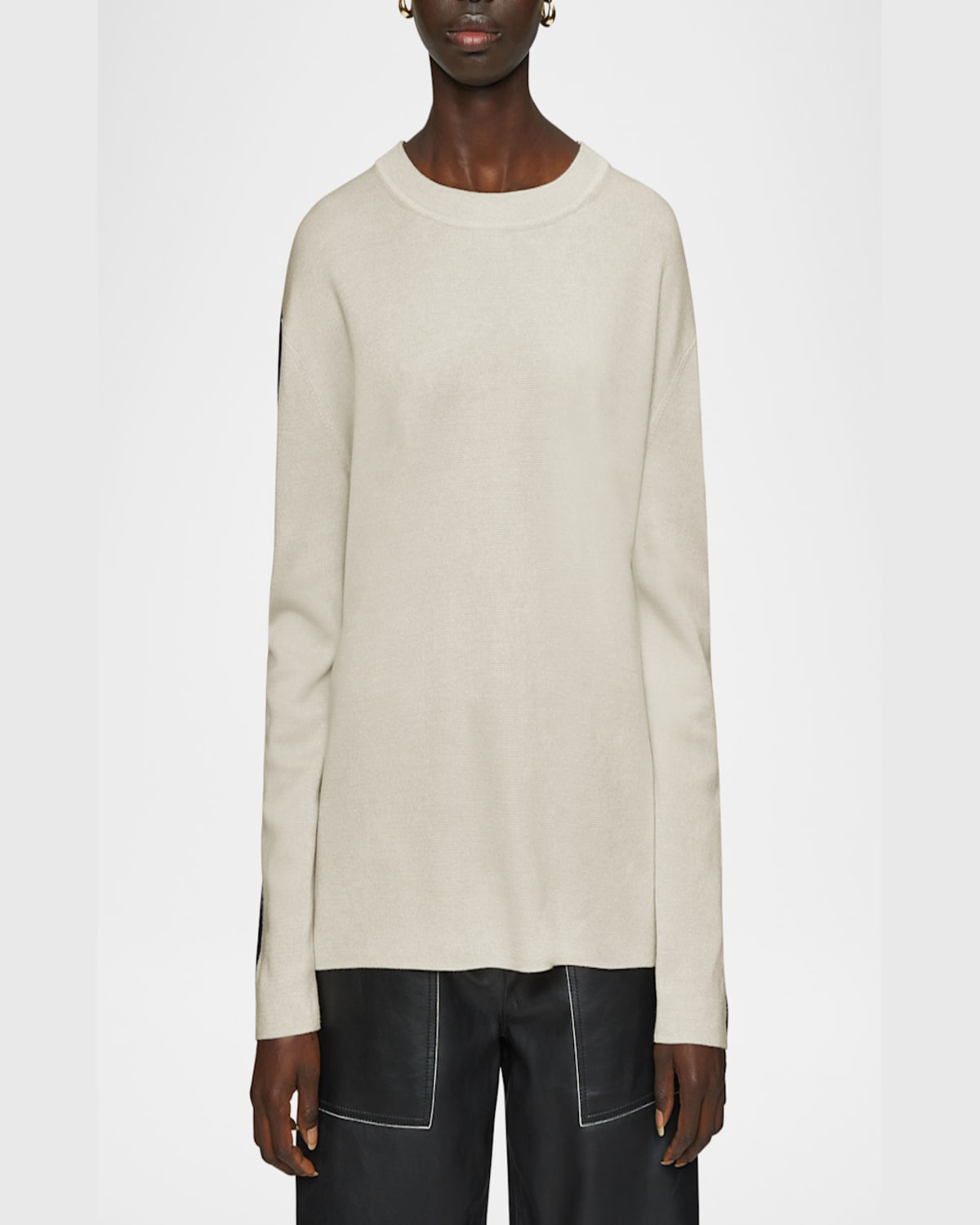 Joseph Bi-color Crewneck Sweater In Quailblack
