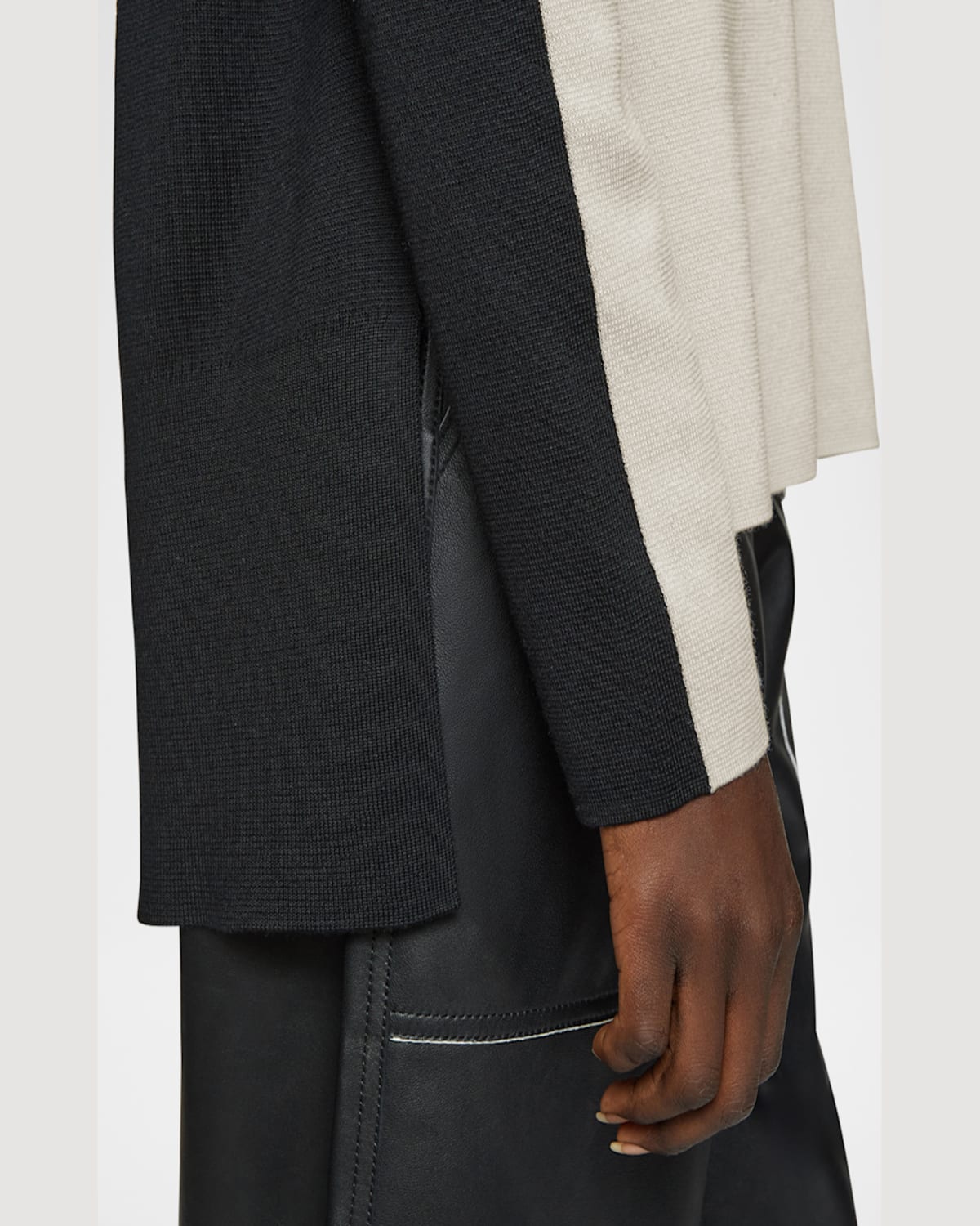 Joseph Bi-color Crewneck Sweater In Quailblack