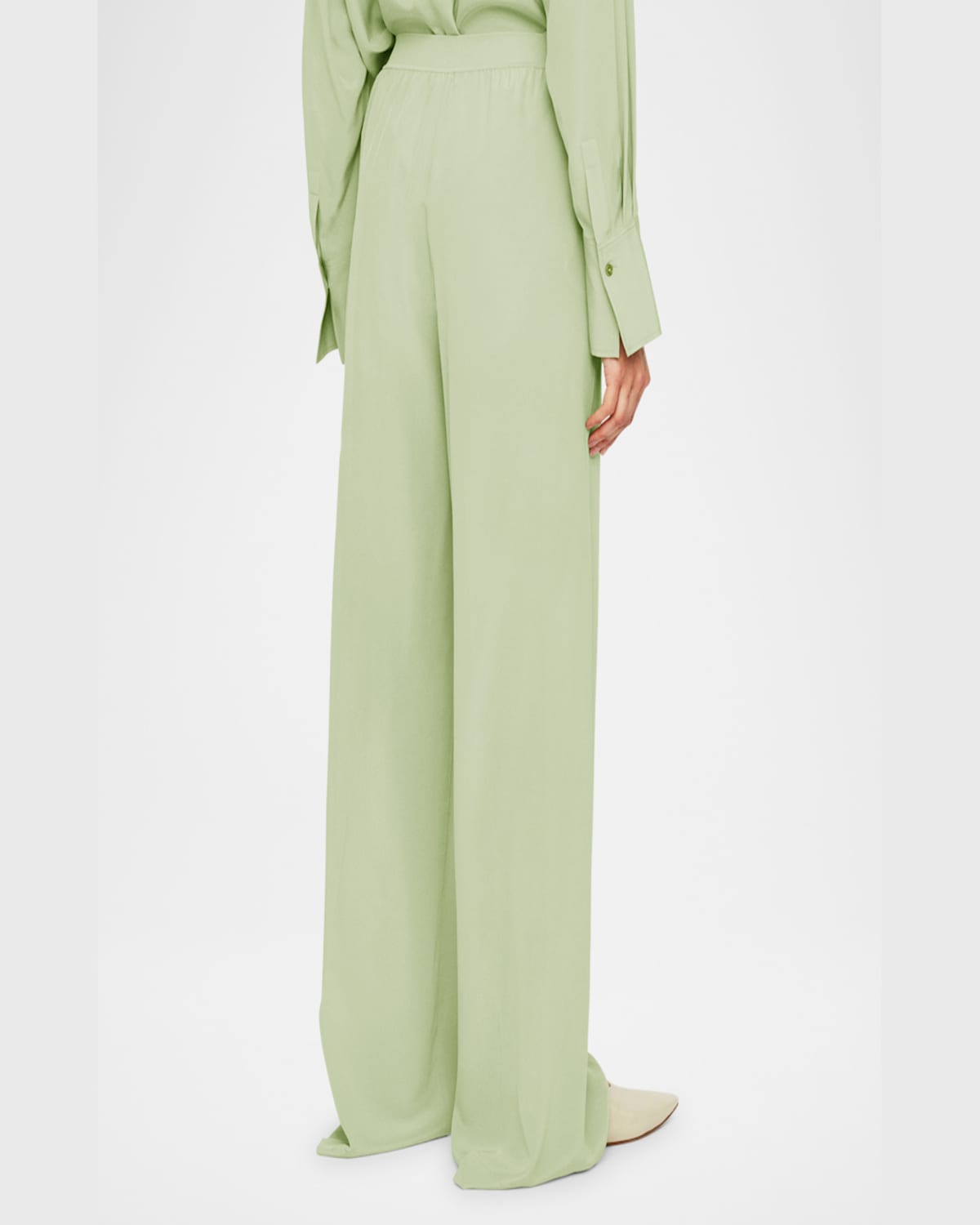 Joseph Hulin Wide-leg Silk Crepe De Soie Trousers In Matcha