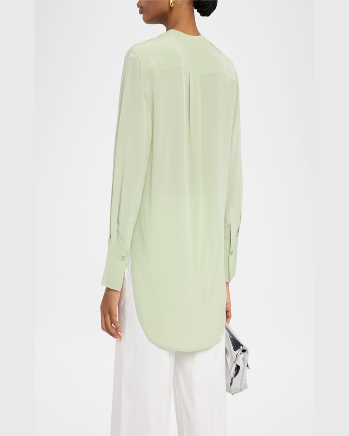 Joseph Miller V-neck Crepe De Soie Blouse In Matcha