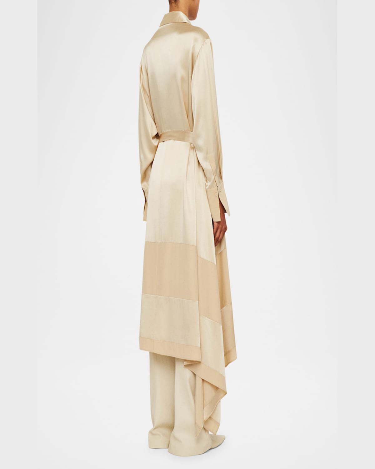 Joseph Cyprien Paneled Handkerchief Midi Shirtdress In Quail