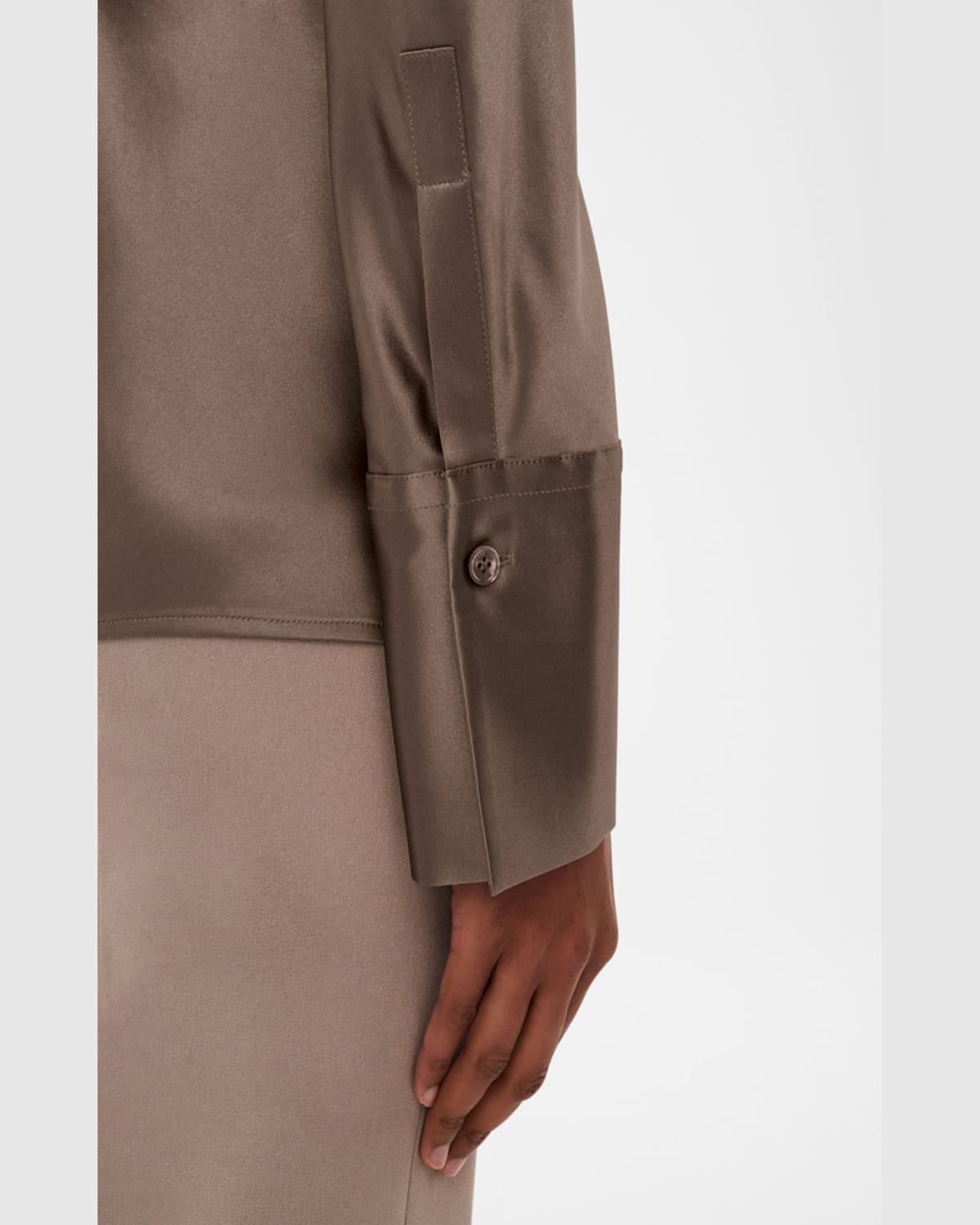 Joseph Brunel Button-down Silk Satin Blouse In Escargot