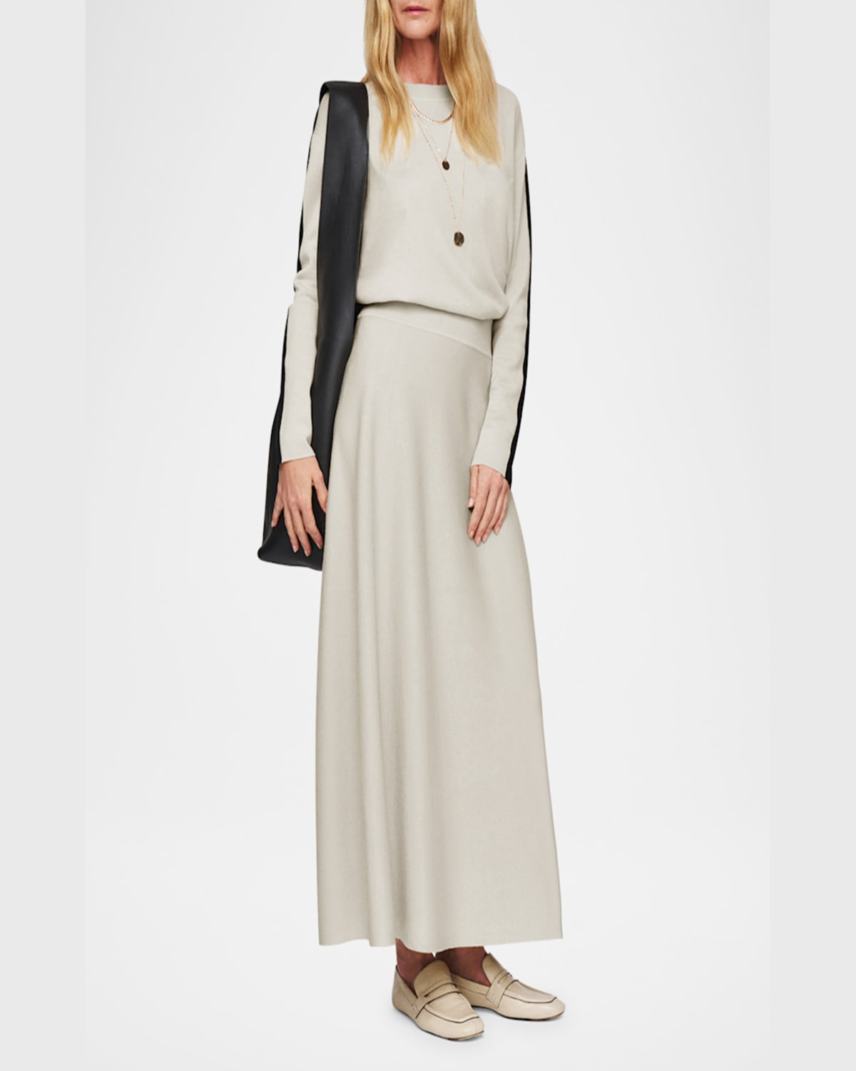 Joseph Bi-color Knit Maxi Skirt In Quailblack