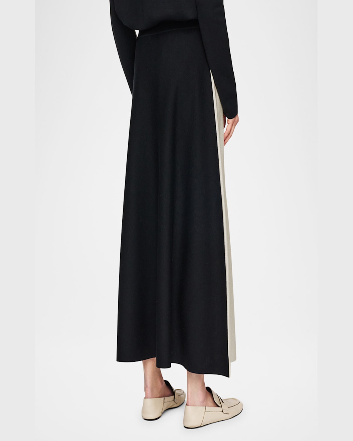 Joseph Bi-color Knit Maxi Skirt In Quailblack
