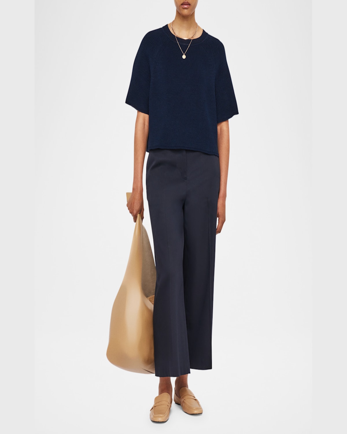Joseph Ribbed Raglan-sleeve Top In Navy