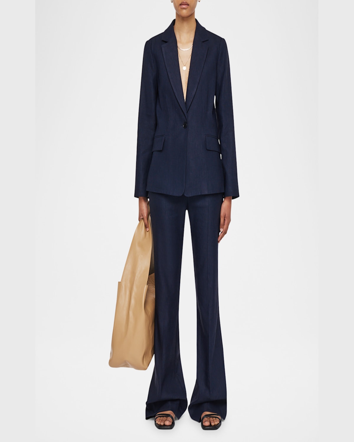 Joseph Womens Navy Marty Notched-lapels Stretch-linen Jacket In Navy