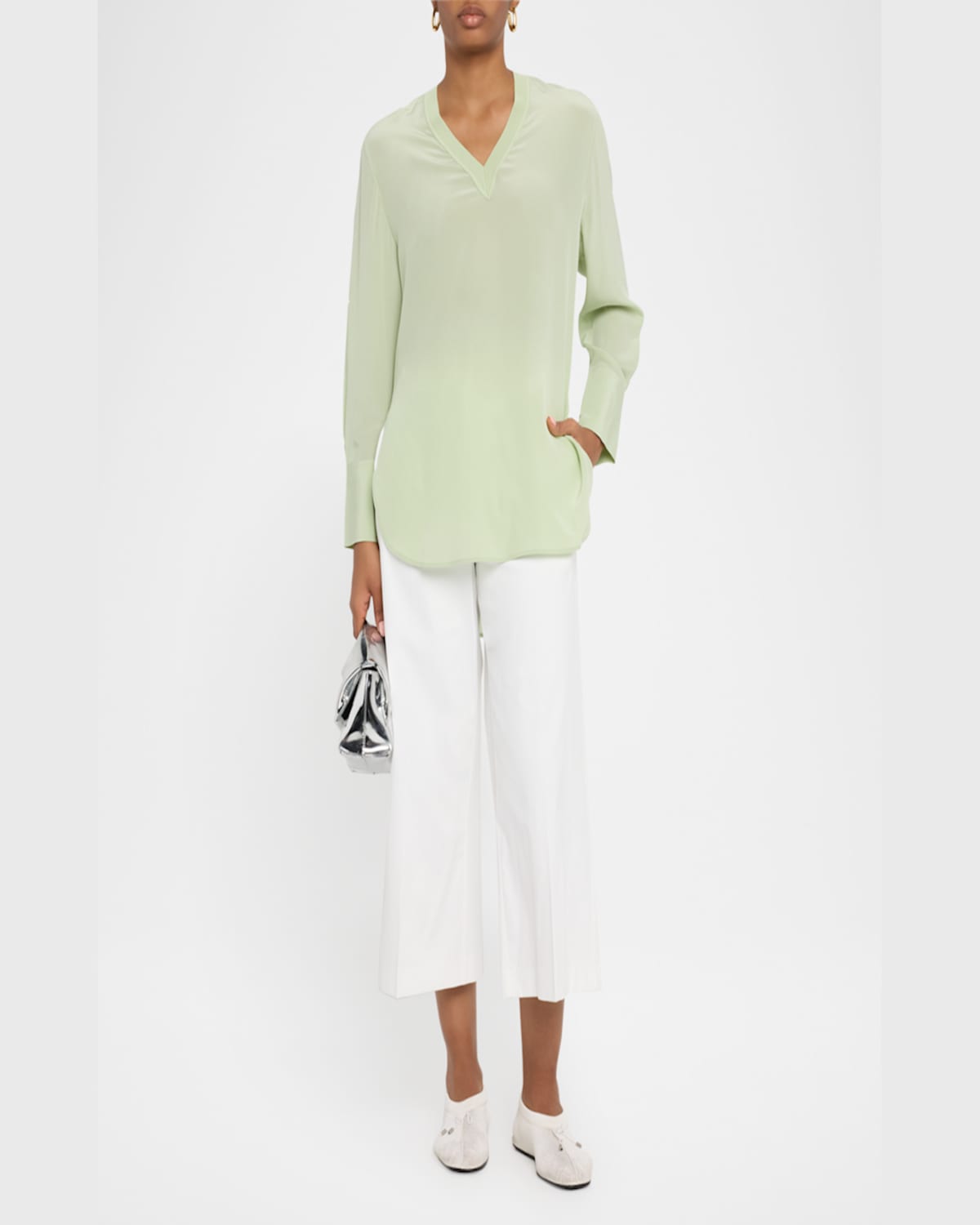 Joseph Temple Cropped Stretch Gabardine Pants In Ivory