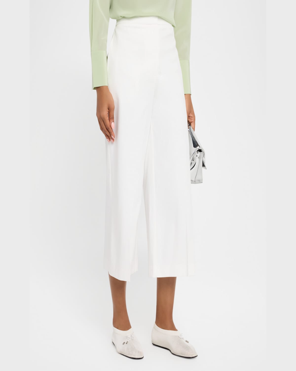 Joseph Temple Cropped Stretch Gabardine Pants In Ivory
