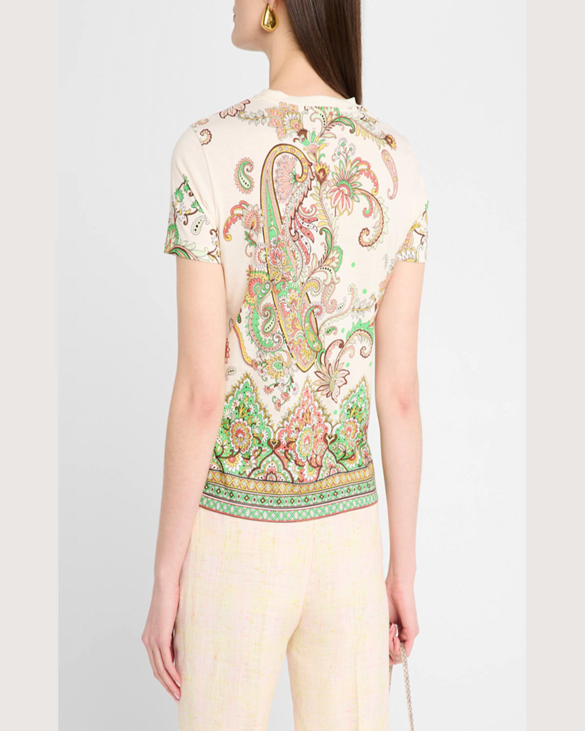 Etro Foliage Engineer Print Short-sleeve T-shirt In White