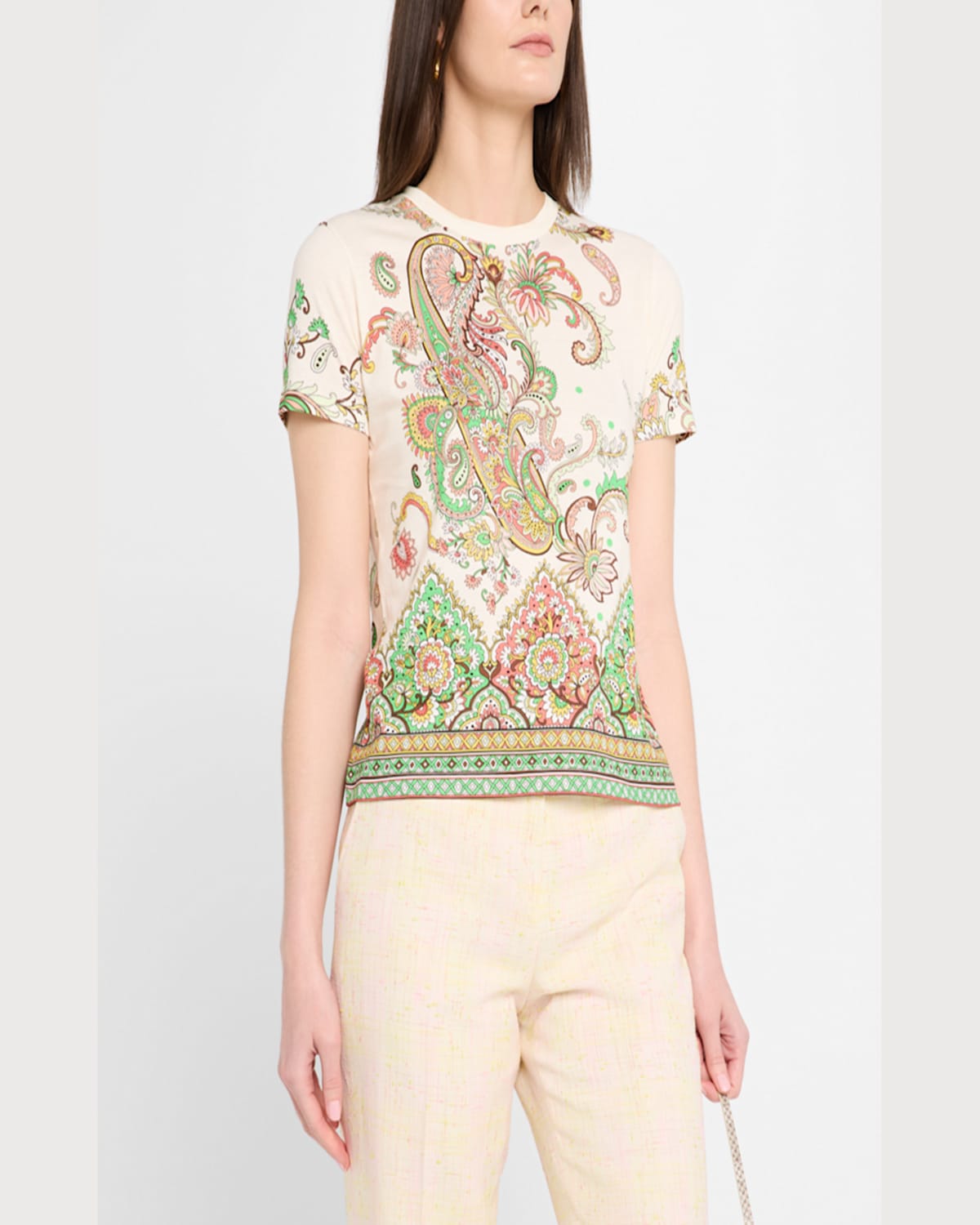 Etro Foliage Engineer Print Short-sleeve T-shirt In White