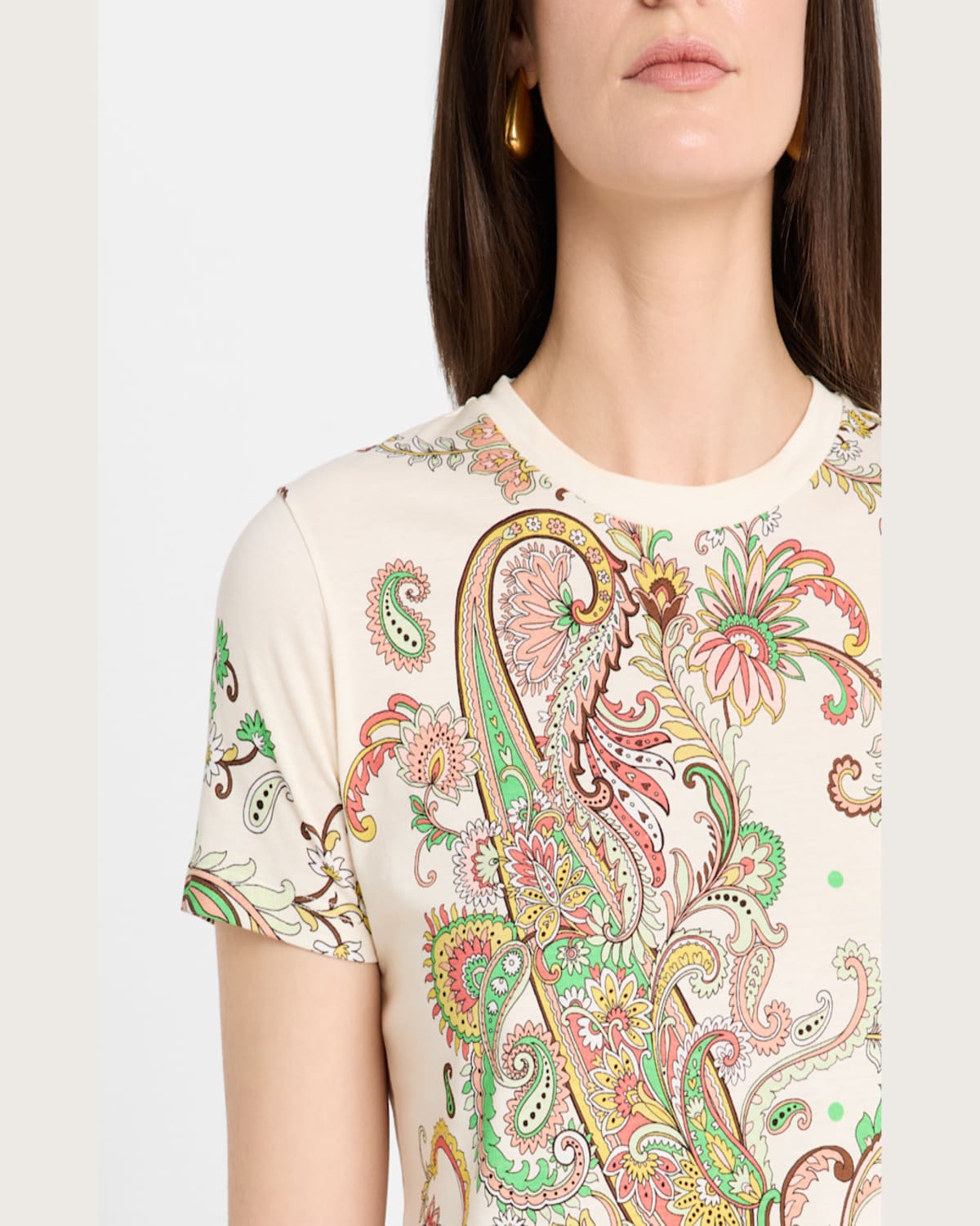 Etro Foliage Engineer Print Short-sleeve T-shirt In White