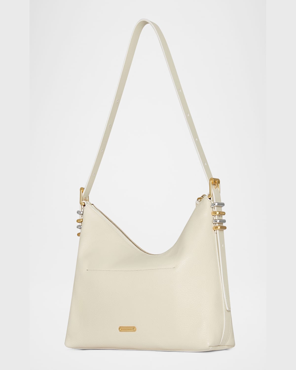 Rebecca Minkoff Buckle Zip Leather Shoulder Bag In Porcelain