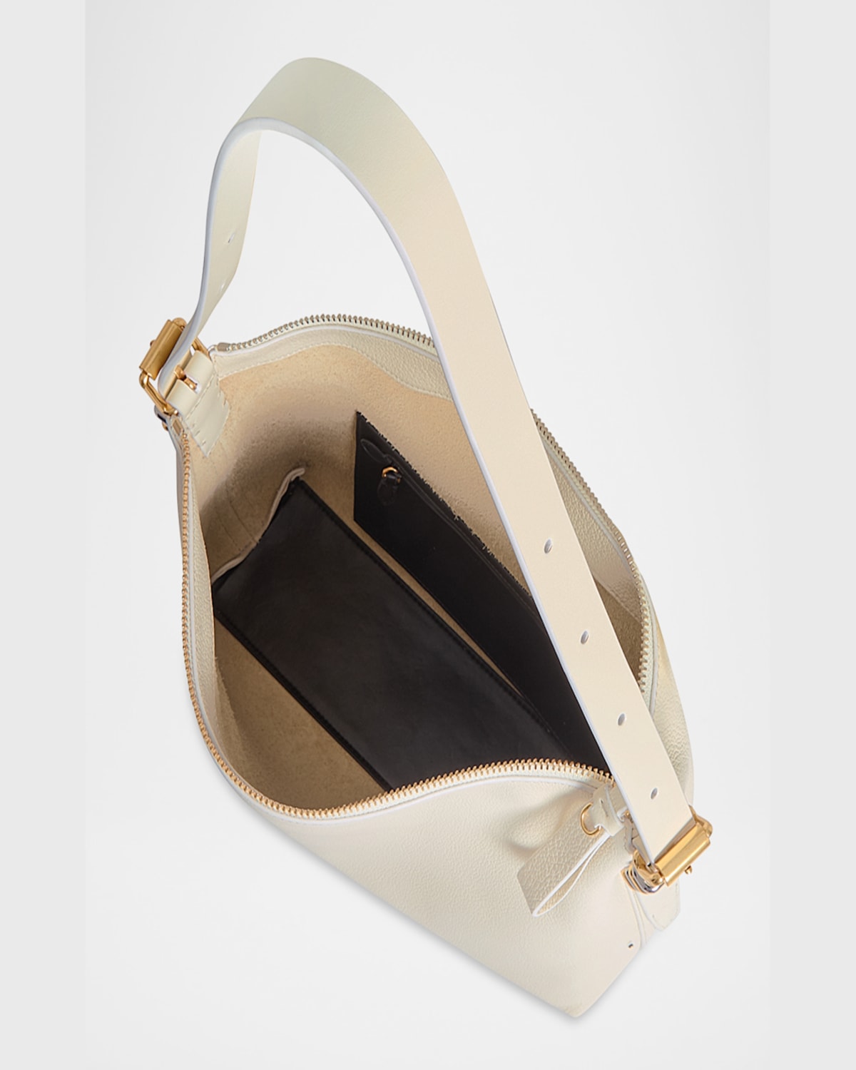 Rebecca Minkoff Buckle Zip Leather Shoulder Bag In Porcelain