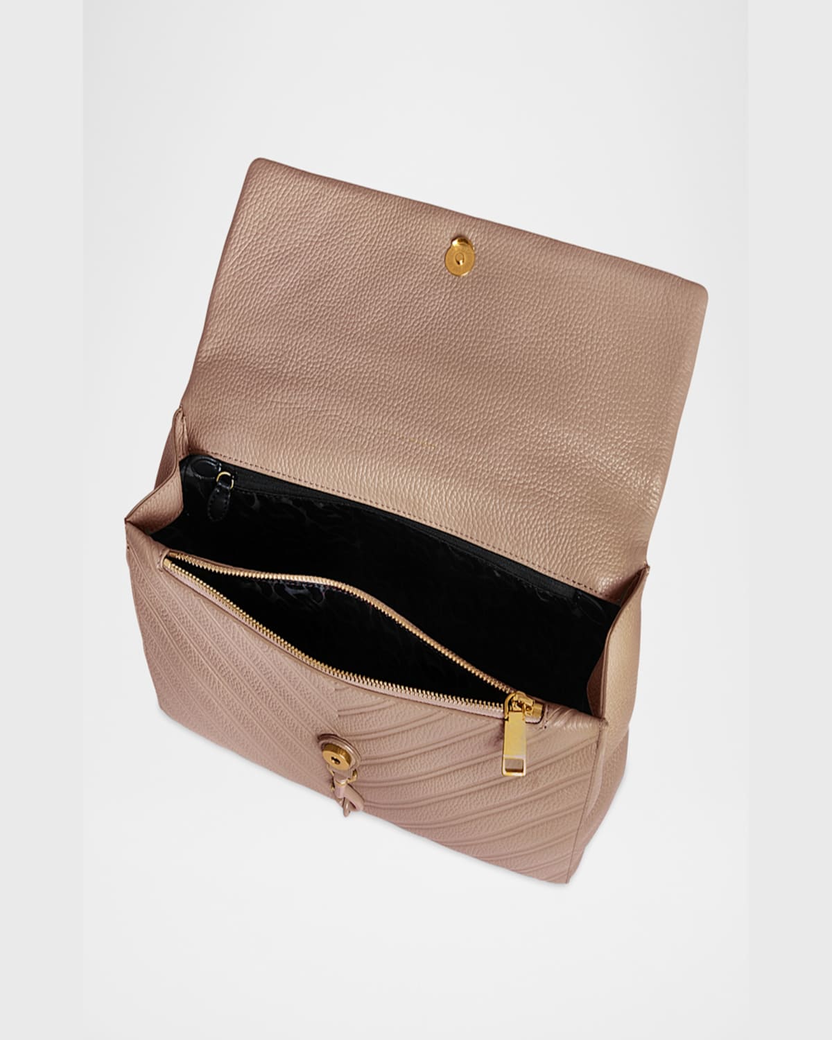 Rebecca Minkoff Large Edie Chevron Embossed Leather Shoulder Bag In Blushing