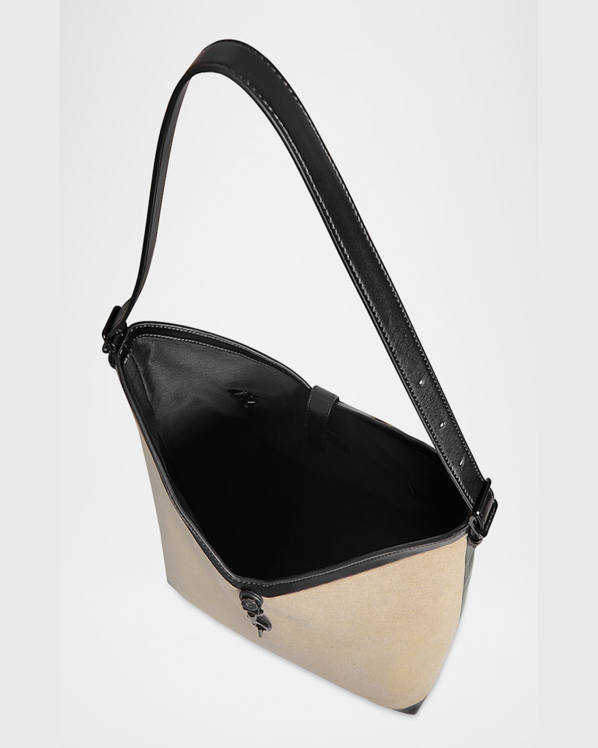 Rebecca Minkoff Megan Canvas Hobo Bag In Naturalblack