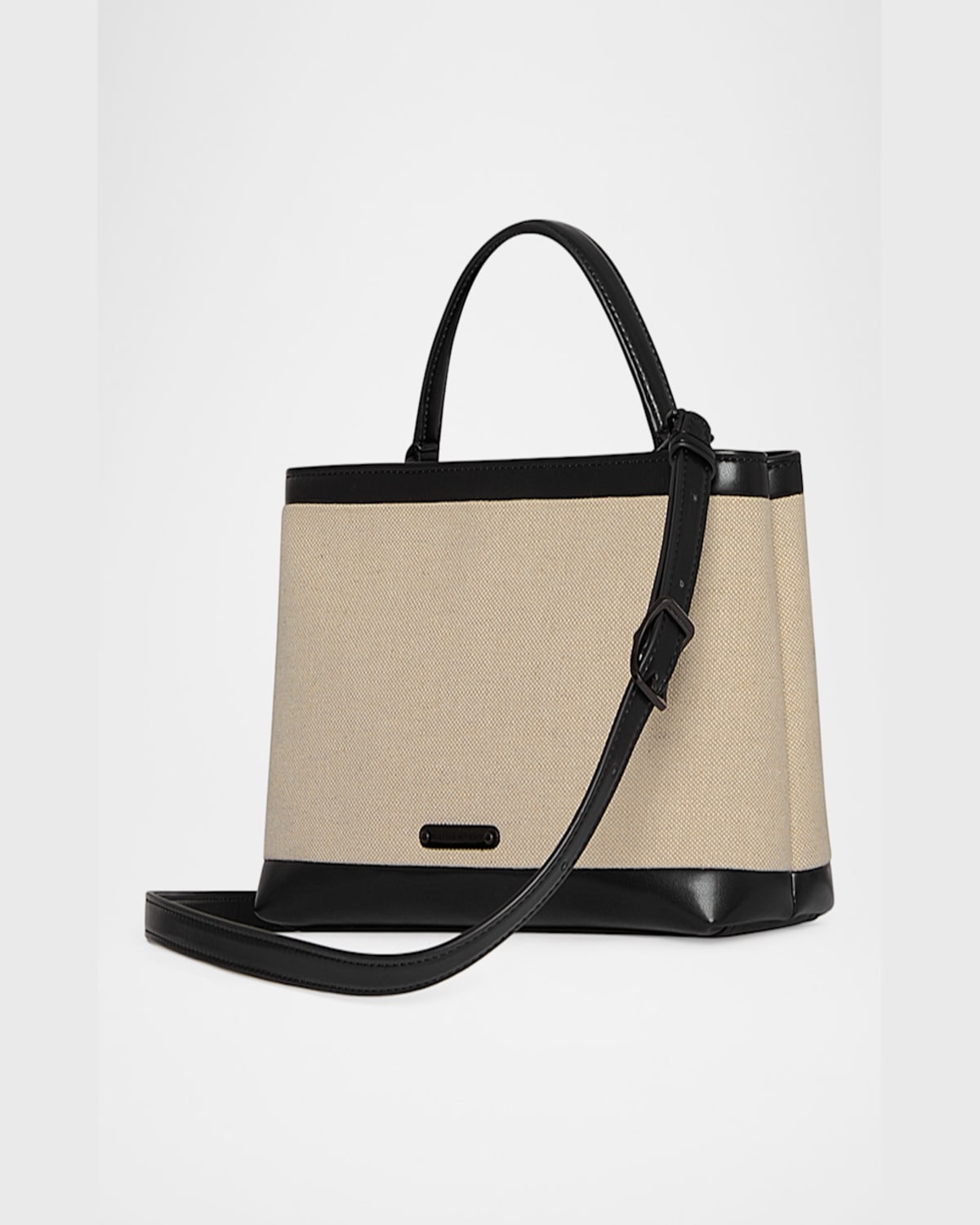 Rebecca Minkoff Megan Canvas Top-handle Bag In Naturalblack