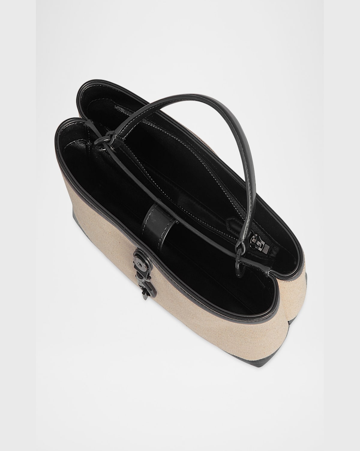 Rebecca Minkoff Megan Canvas Top-handle Bag In Naturalblack