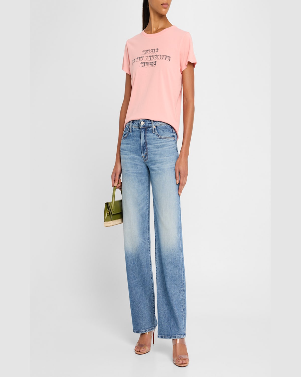 Mother Womens Horsin Around The Lasso Sneak Wide-leg High-rise Stretch-denim Jeans In Im A Winner