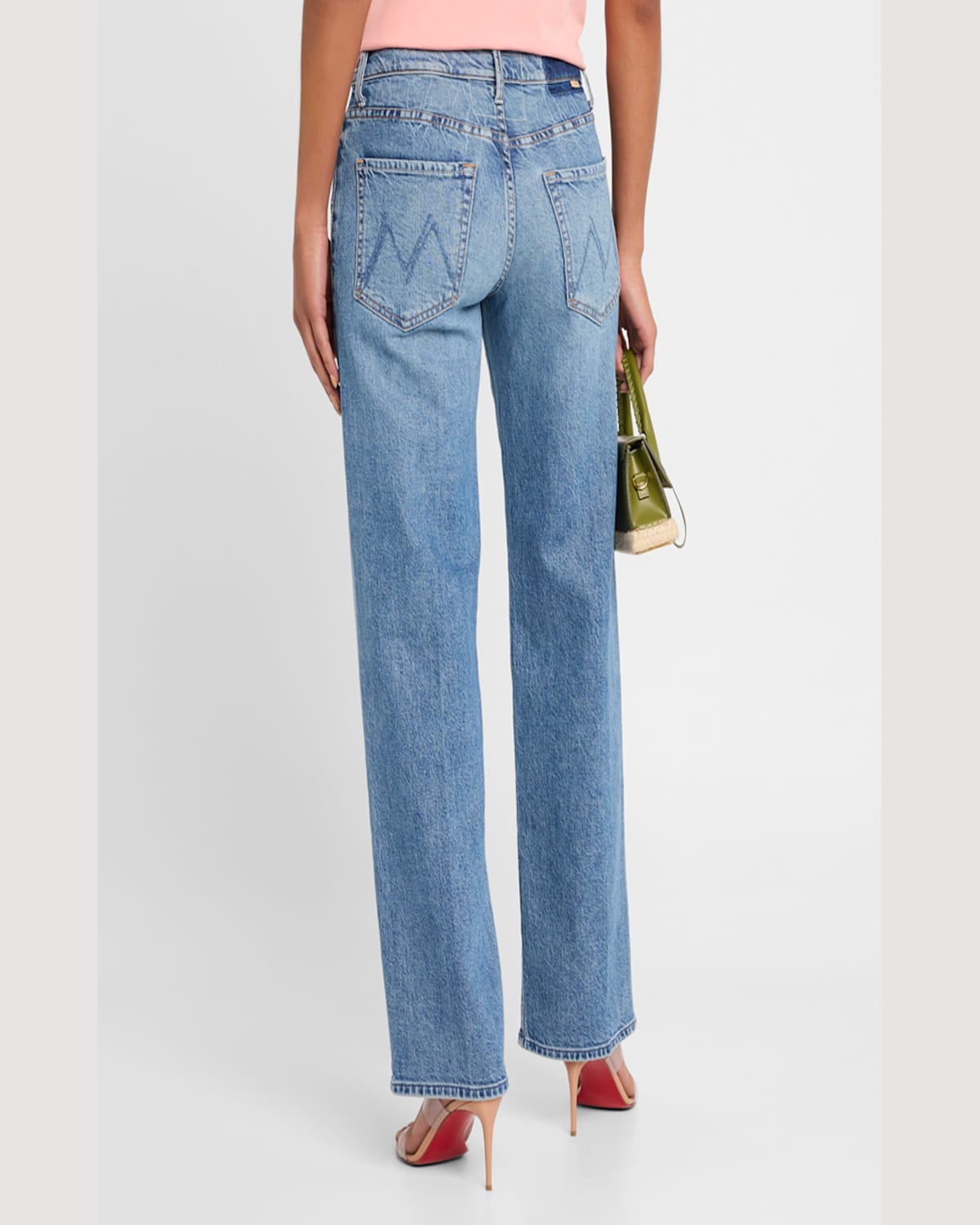Mother Womens Horsin Around The Lasso Sneak Wide-leg High-rise Stretch-denim Jeans In Im A Winner