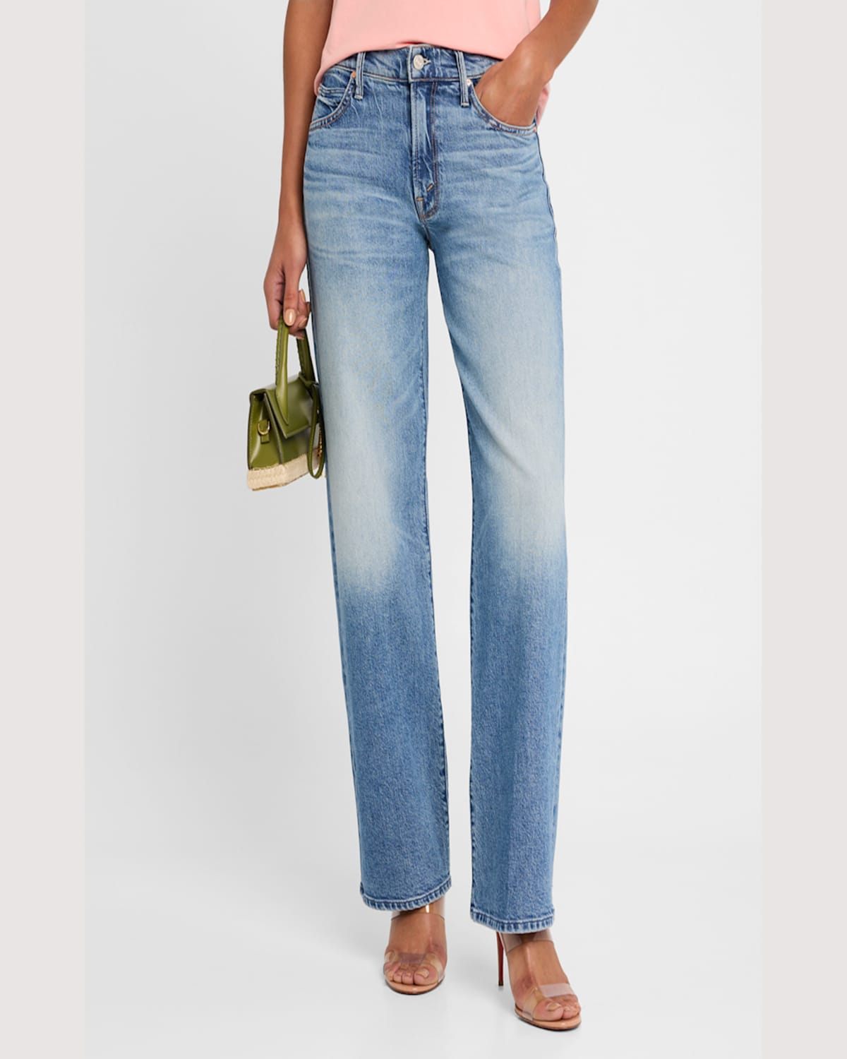 Mother Womens Horsin Around The Lasso Sneak Wide-leg High-rise Stretch-denim Jeans In Im A Winner