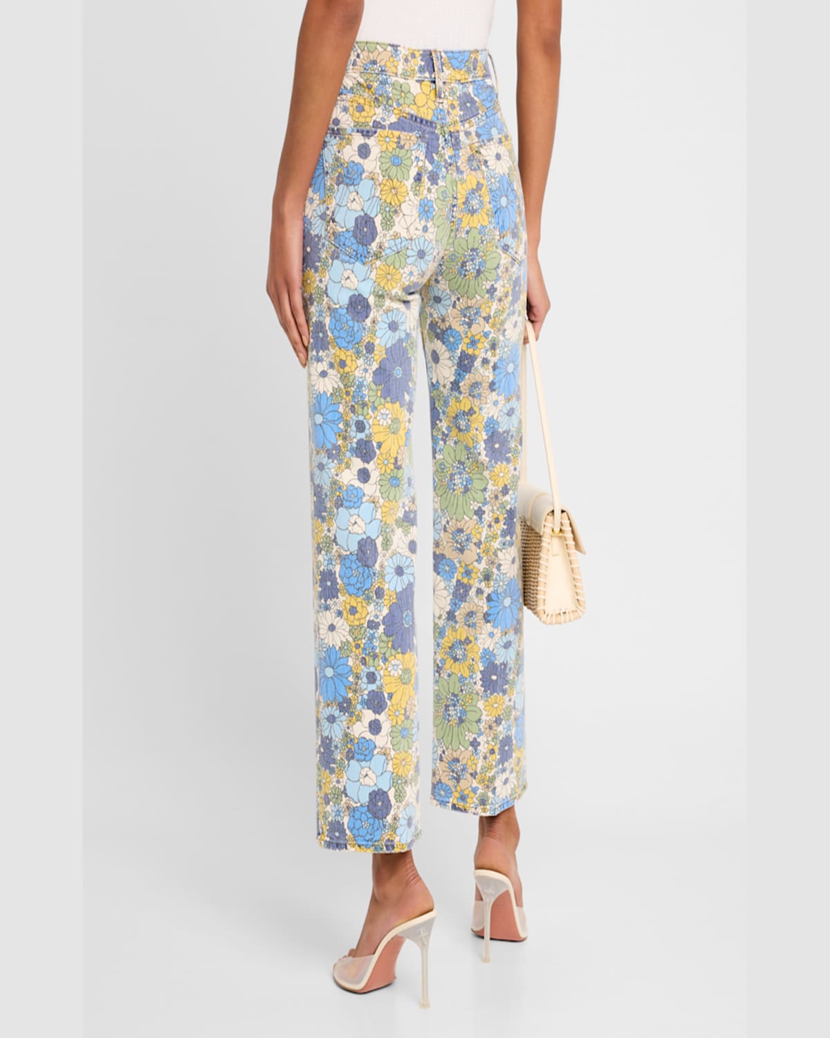 Mother The Rambler High Rise Ankle Straight Jeans In Dirtbike In Dirtbike Flowers