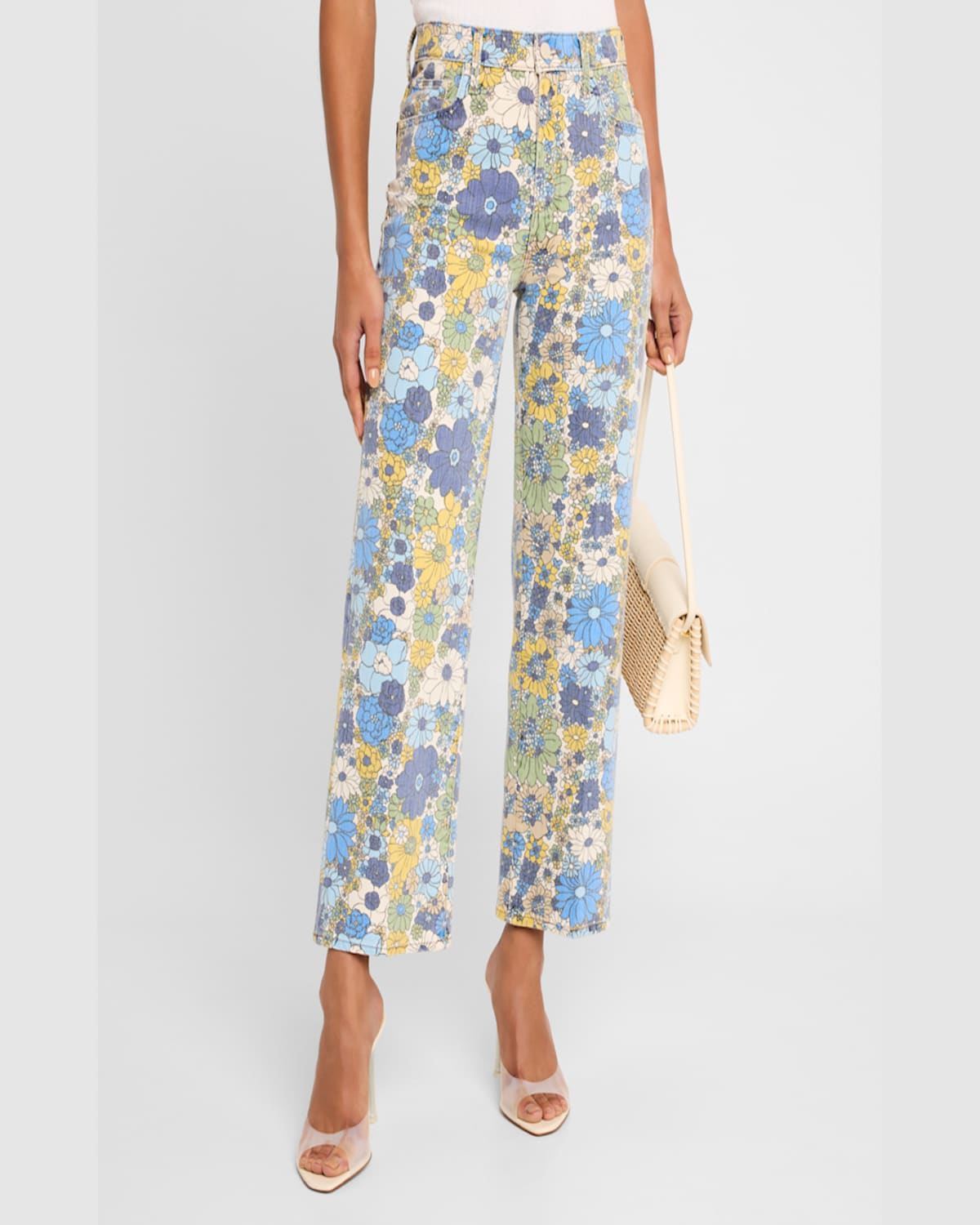 Mother The Rambler High Rise Ankle Straight Jeans In Dirtbike In Dirtbike Flowers