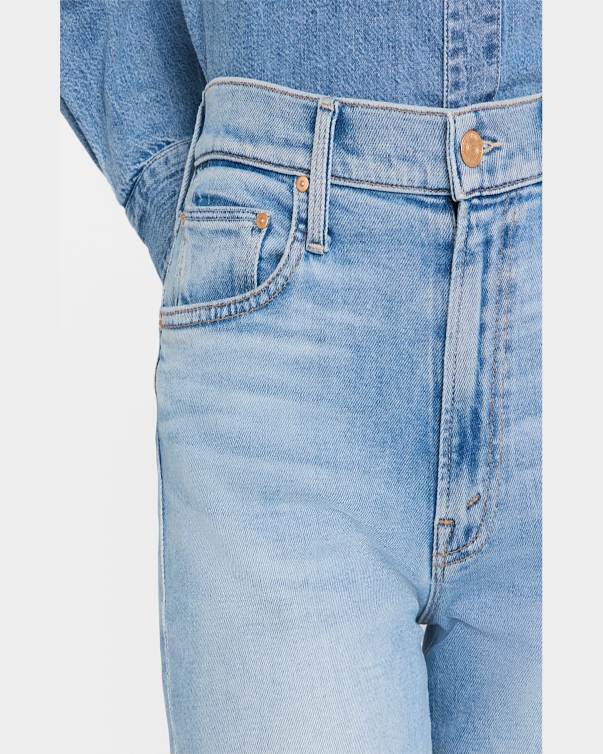 Mother Womens Look Ma No Hands The Rambler Zip Ankle Straight-leg Denim Jeans In Look Ma No Hands