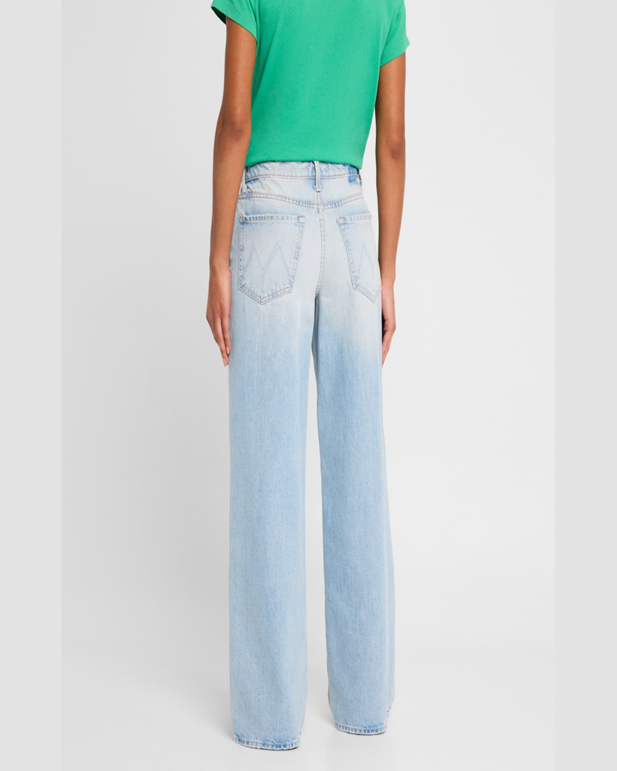 Mother The Spinner Sneak High Waist Ripped Wide Leg Jeans In Pedal Faster