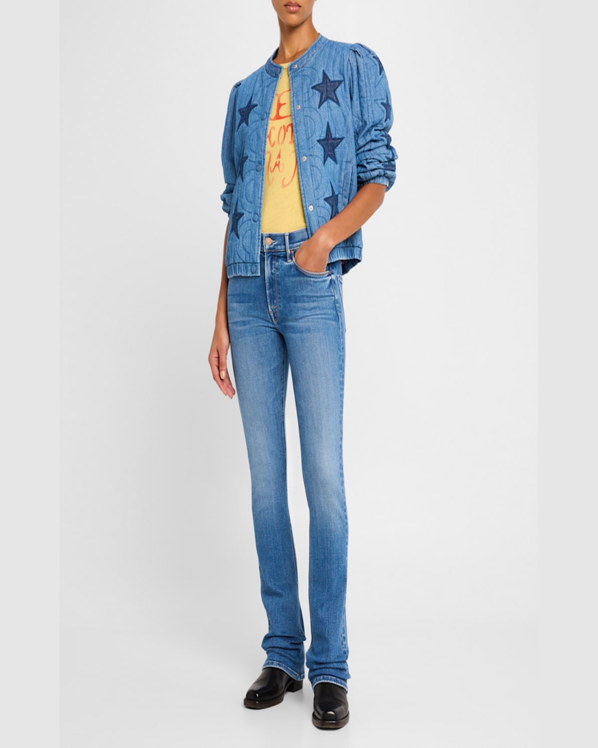 Shop Mother The Rough Puff Bomber Jacket In Stunt Double