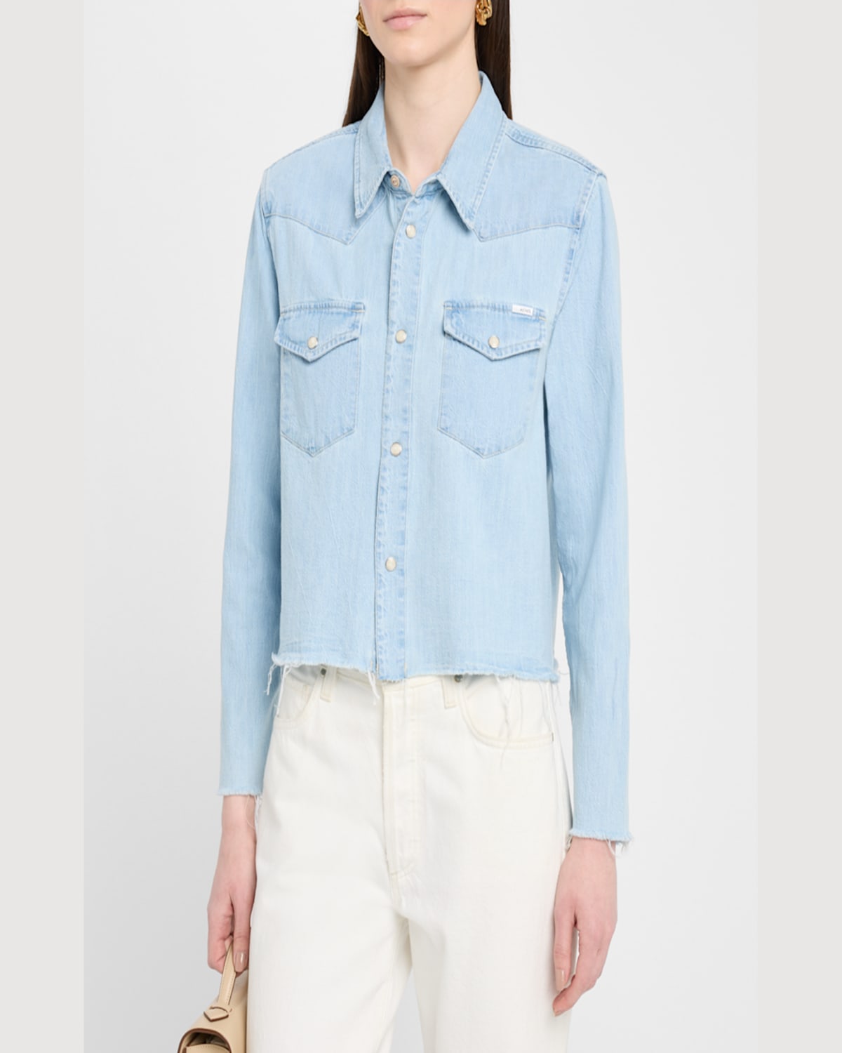 Shop Mother The Super Ex Crop Step Fray Shirt In No End In Sight
