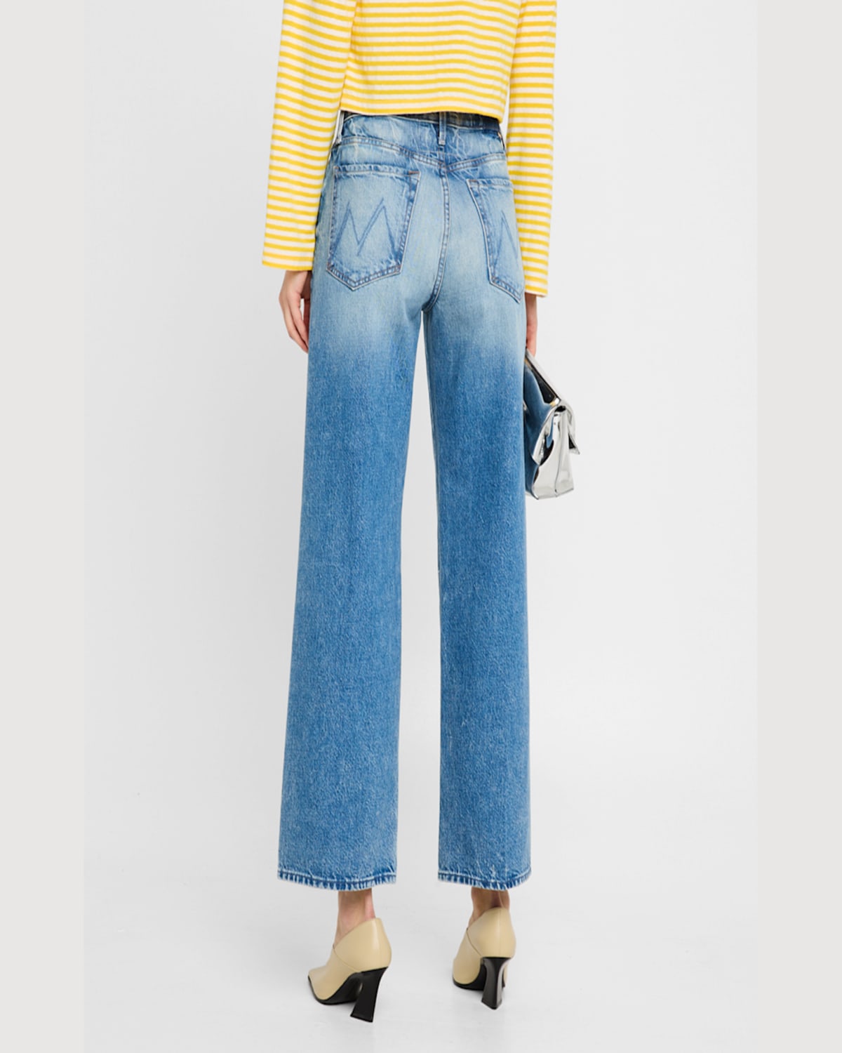 Mother Womens Different Strokes The Maven Sneak Straight-leg Mid-rise Jeans In Wipeout