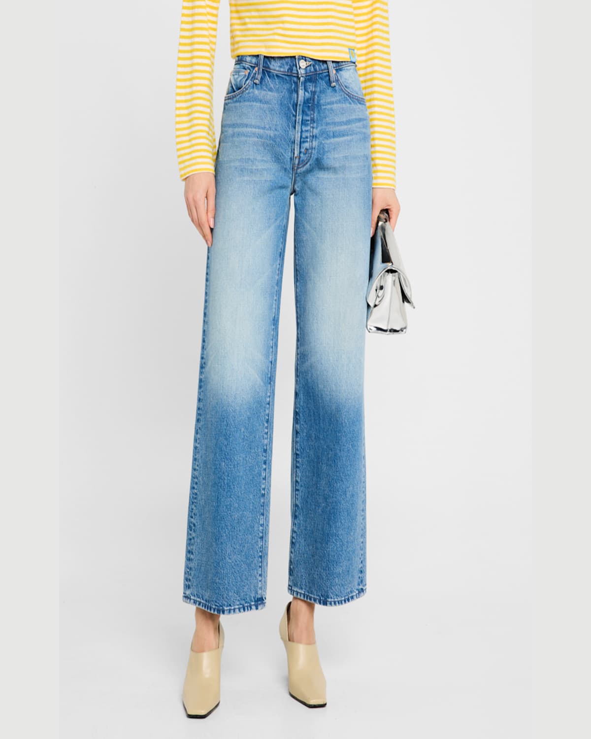 Mother Womens Different Strokes The Maven Sneak Straight-leg Mid-rise Jeans In Wipeout