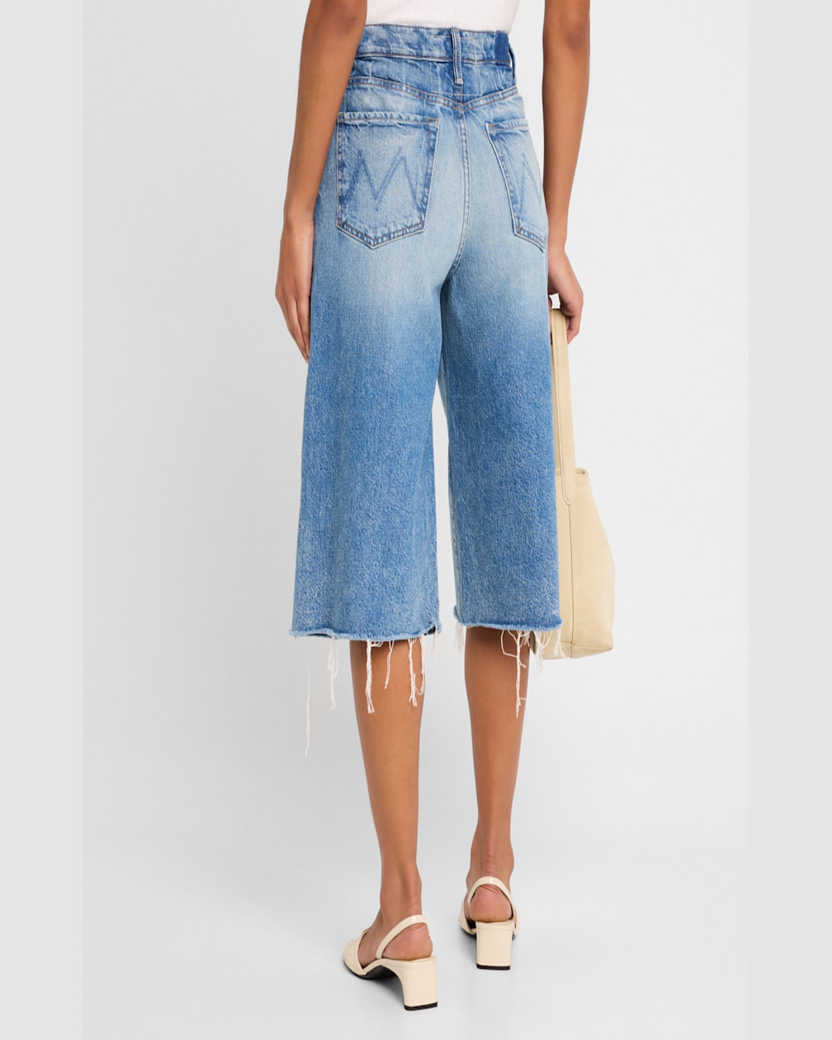 MOTHER THE WHOLE LOT FRAY DENIM CULOTTES 