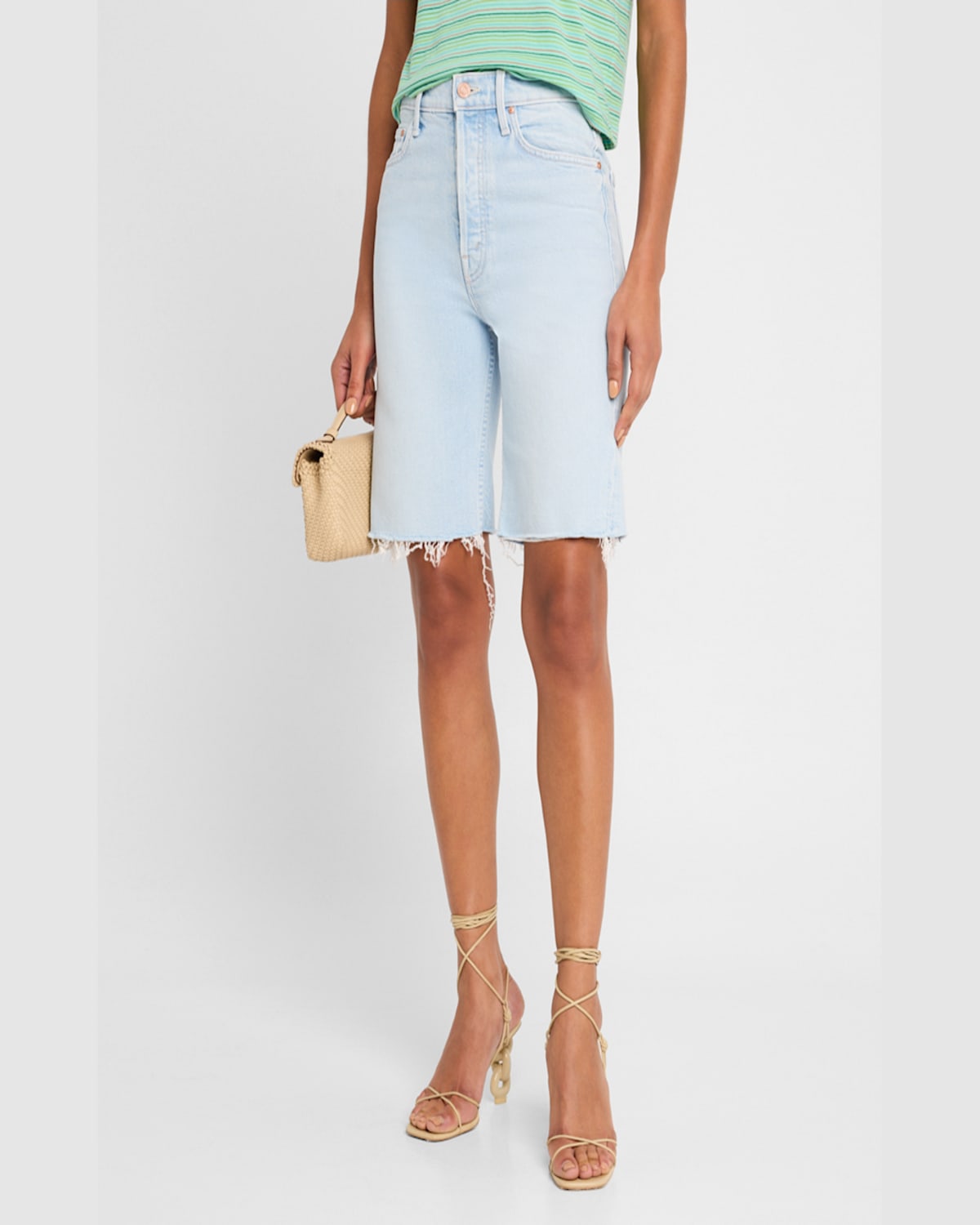 MOTHER THE HIGH-WAIST RIDER BERMUDA SHORT FRAY SHORTS 