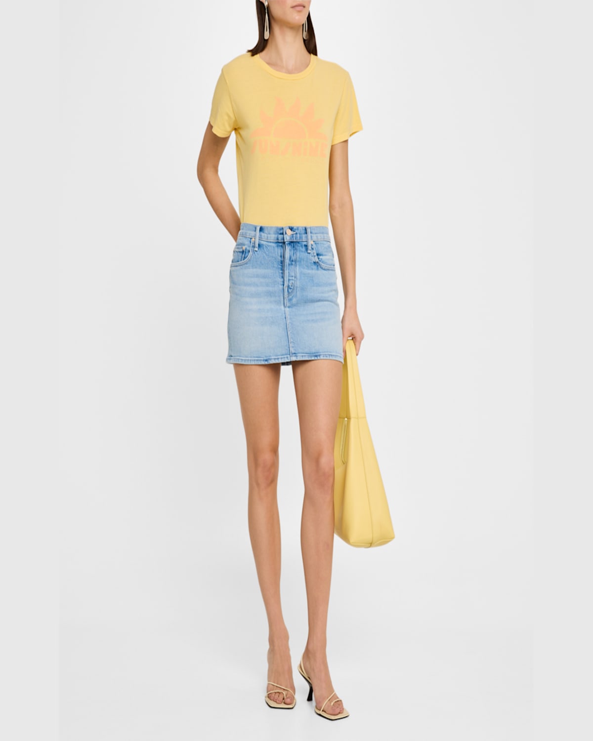 Mother The Vagabond Denim Mini Skirt In Tune In Tune Out