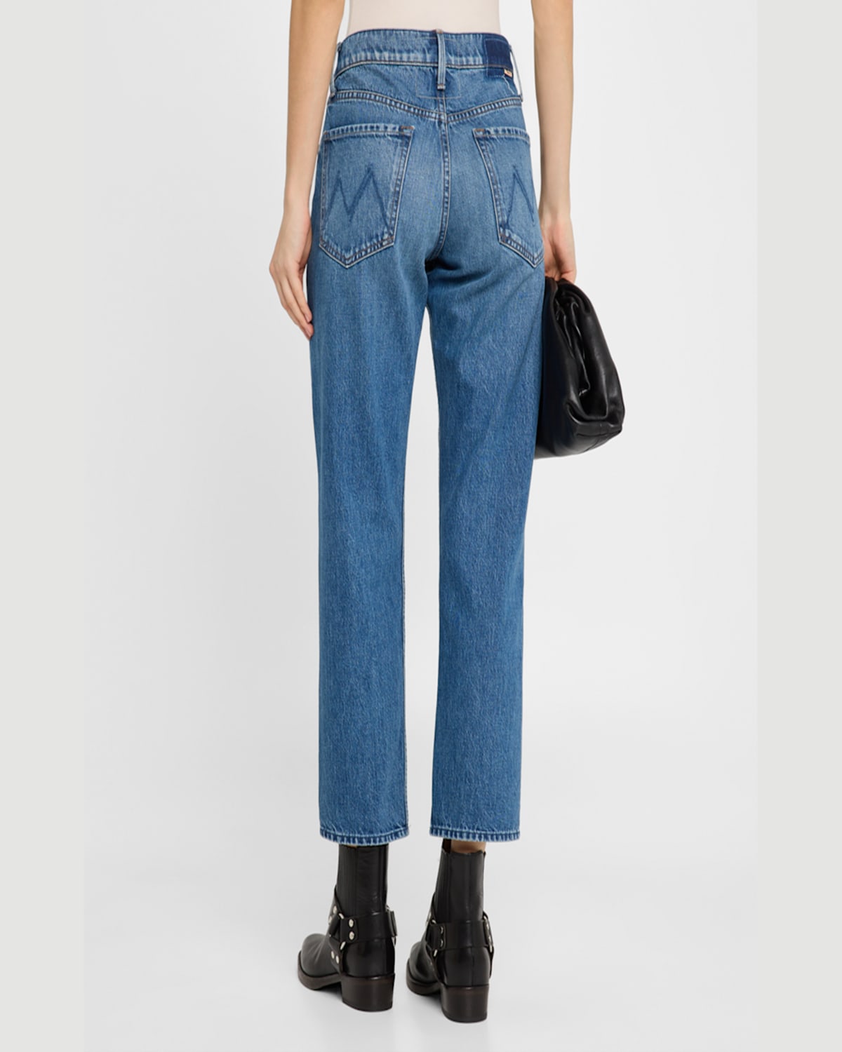 Mother High-waist Hiker Hover Across The Finnish Line Slim Straight Leg Jean In No Shirt No Shoes No Service