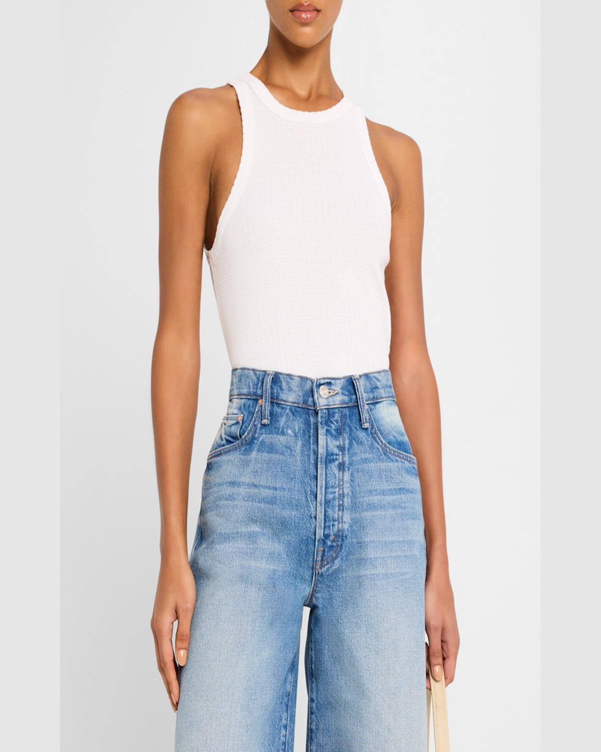 Shop Mother The Chin Up Ribbed Tank In Barberry Trickling In