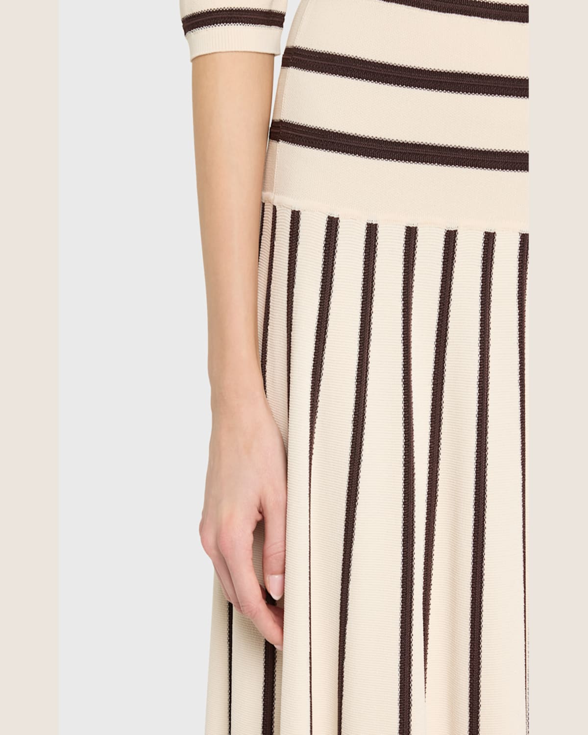 Shop Zimmermann Illuminate Stripe Midi Skirt In Creamchocolate