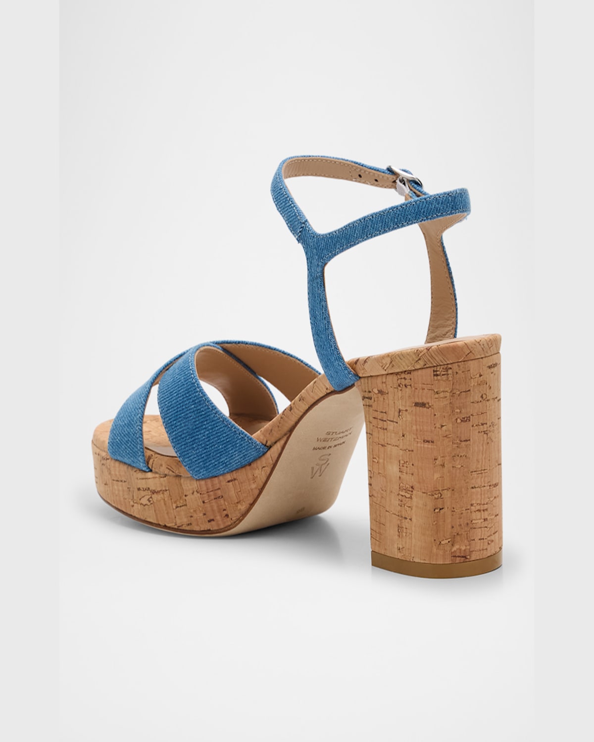 STUART WEITZMAN DAYNA DENIM CRISSCROSS PLATFORM SANDALS 