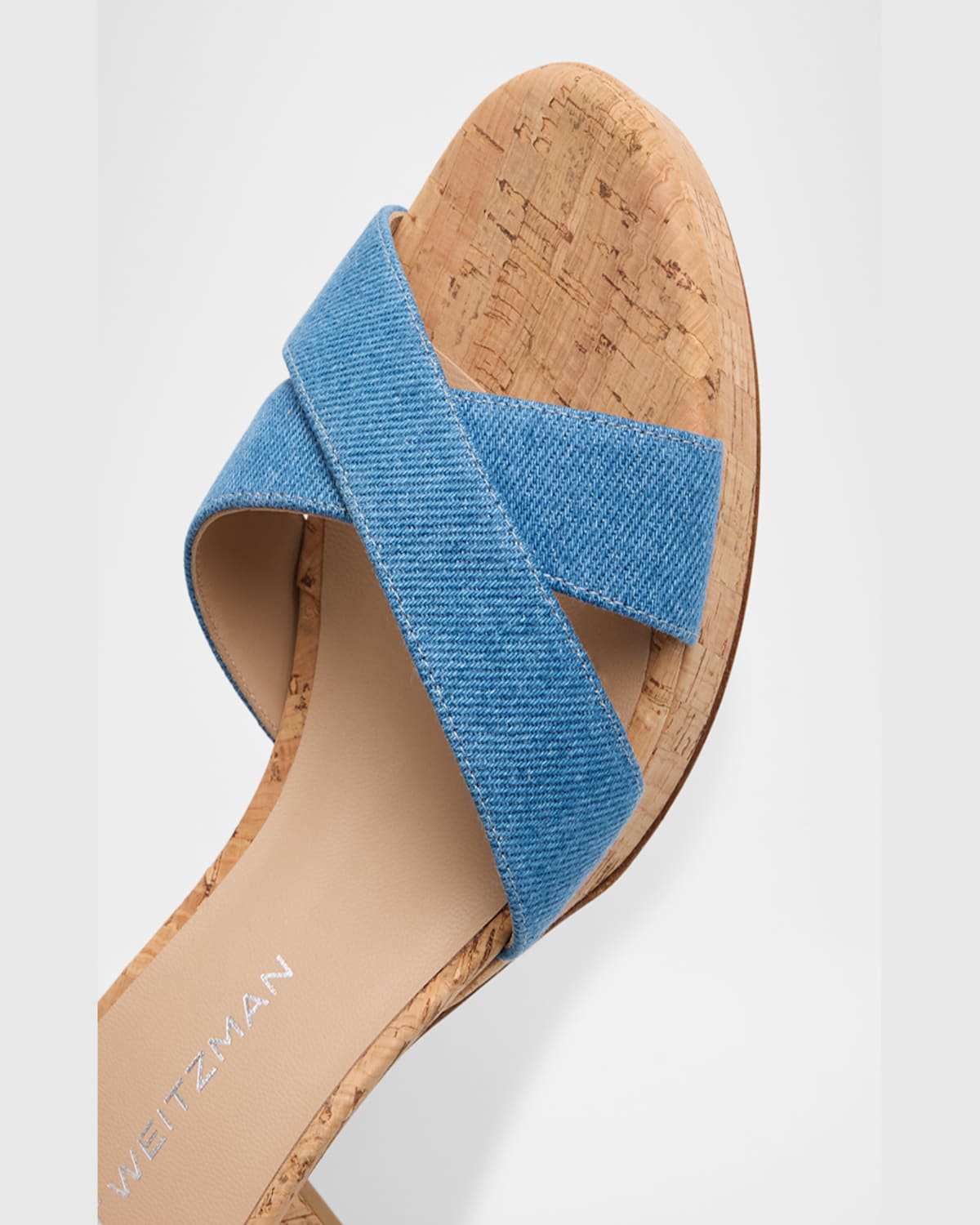 STUART WEITZMAN DAYNA DENIM CRISSCROSS PLATFORM SANDALS 