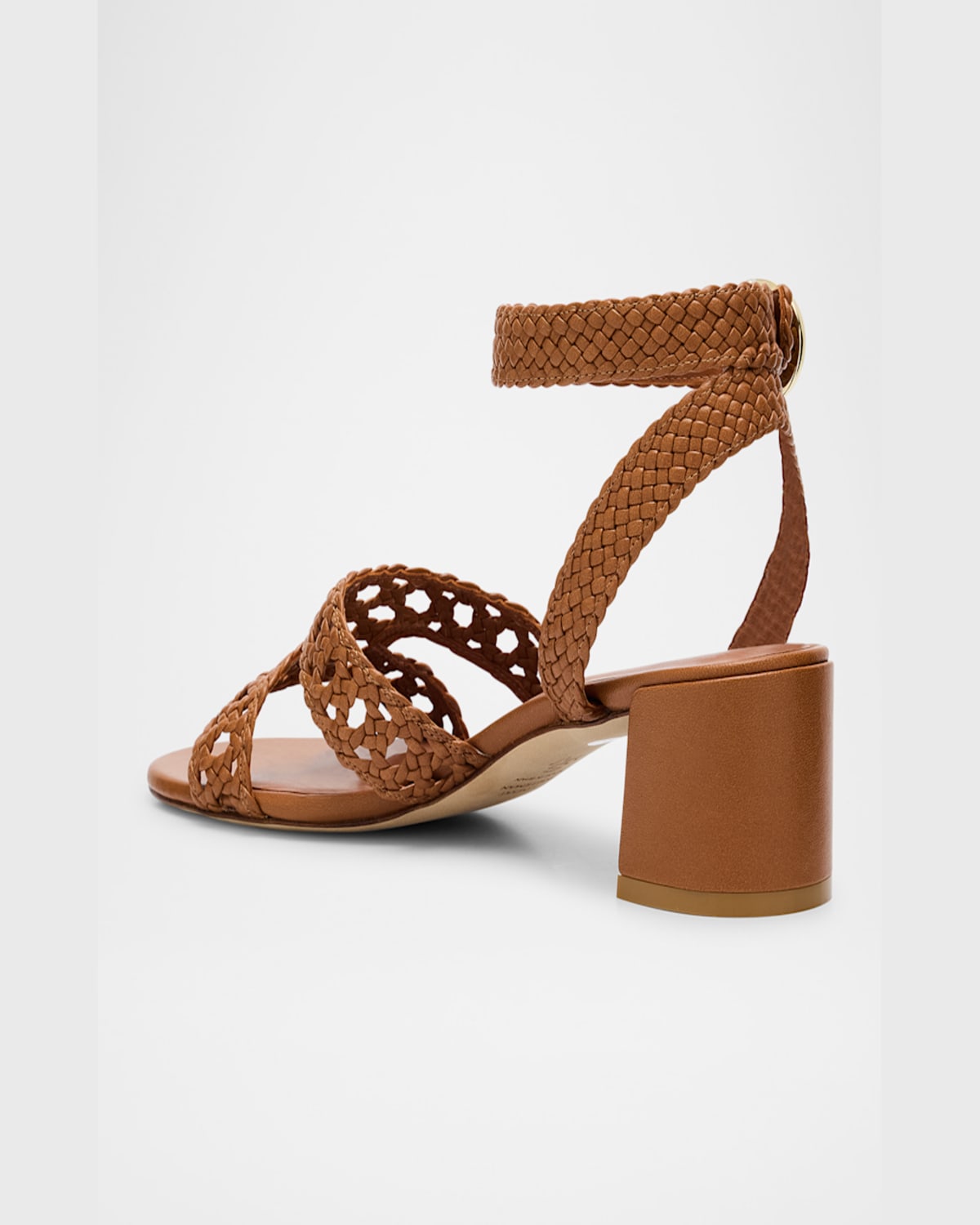 Stuart Weitzman Thea Woven Leather Ankle-strap Sandals In Hazel
